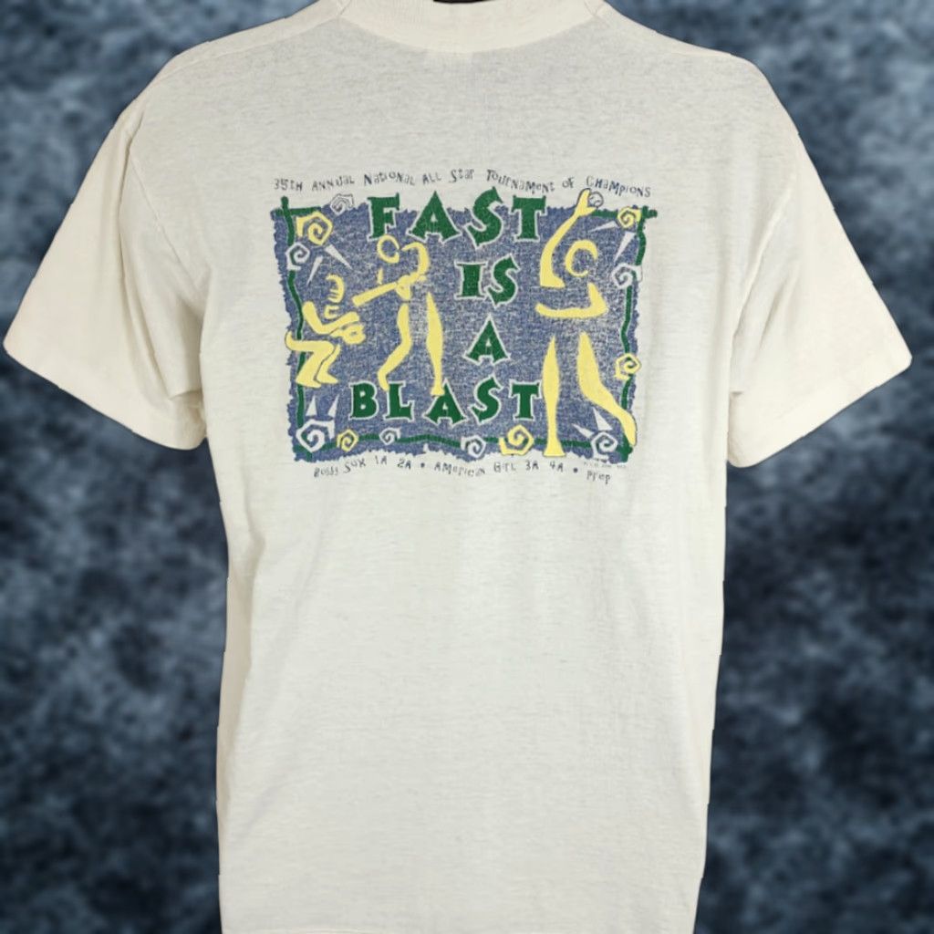 Fruit Of The Loom VINTAGE Bobby Sox Softball T Shirt Mens Size Large 90s Fast Made In USA Fruit of the Loom White Cotton Blend 90s baseball Mens T-Shirt US-made Size US L / EU 52-54 / 3 - 1 Thumbnail
