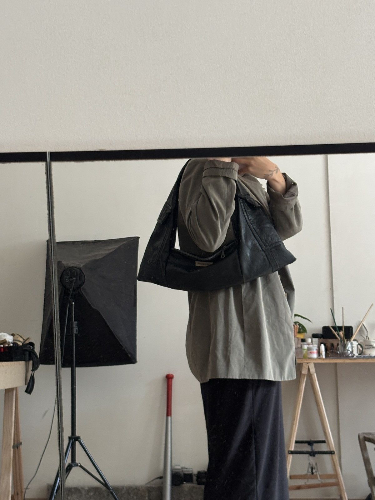 Designer Hobo leather bag black avant garde Size ONE SIZE - 5 Thumbnail