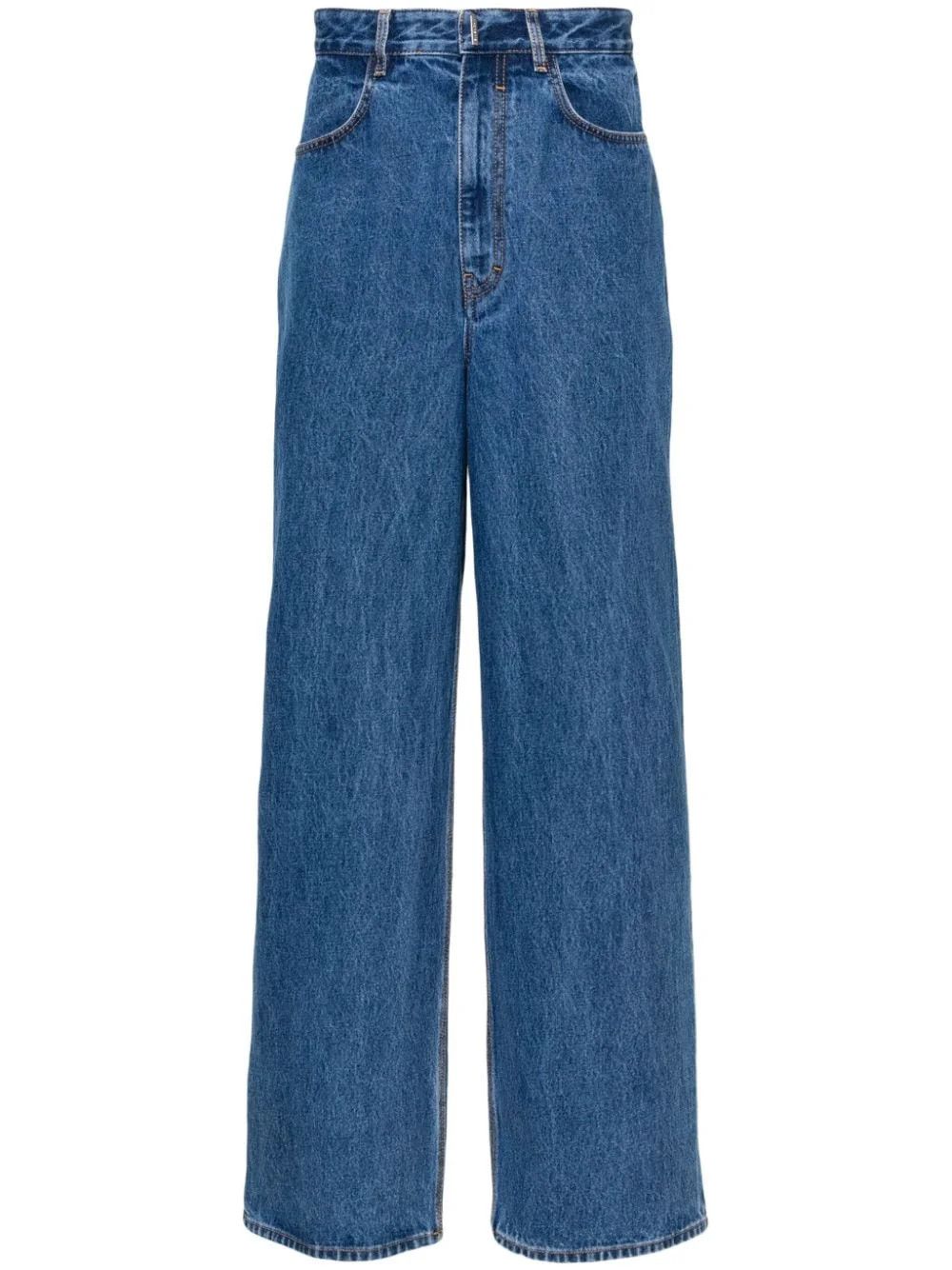 Givenchy o1w1db10525 Low Crotch Wide Denim Pant in Blue Size US 32 / EU 48 - 1 Thumbnail