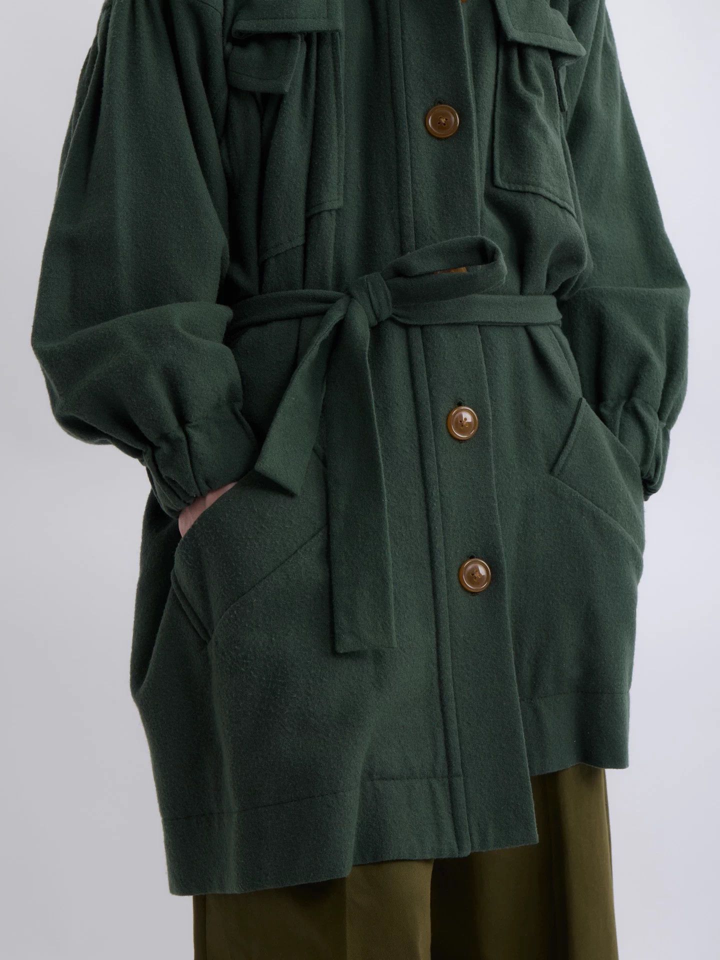 Vivienne Westwood VIVIENNE WESTWOOD 90s Red Label Bottle Green Tie Wool Coat Size S / US 4 / IT 40 - 5 Thumbnail