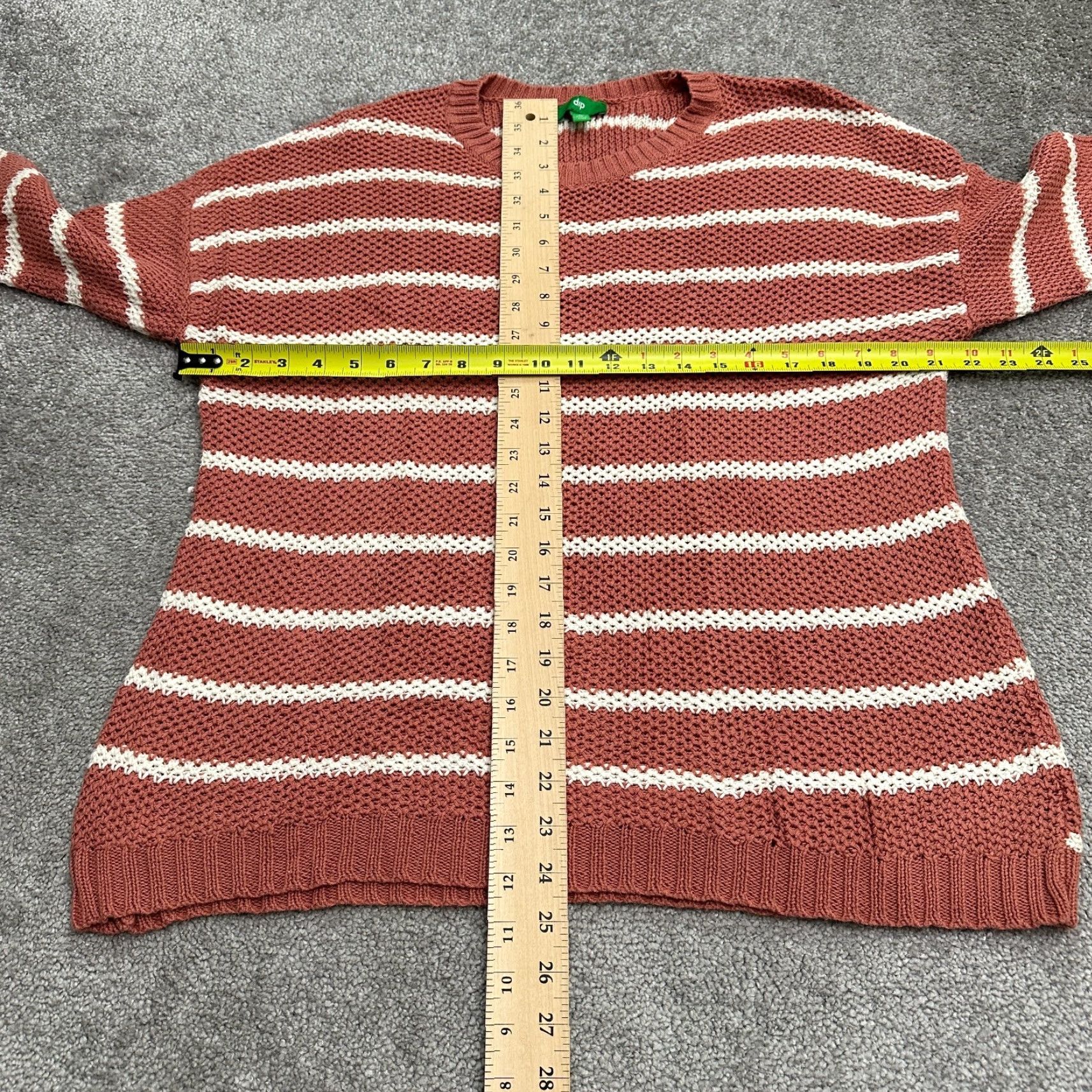Vintage Dip Sweater Women XL Brown Striped Crew Neck Crochet Knit Open-Knit Casual Womens Size XL / US 12-14 / IT 48-50 - 6 Thumbnail