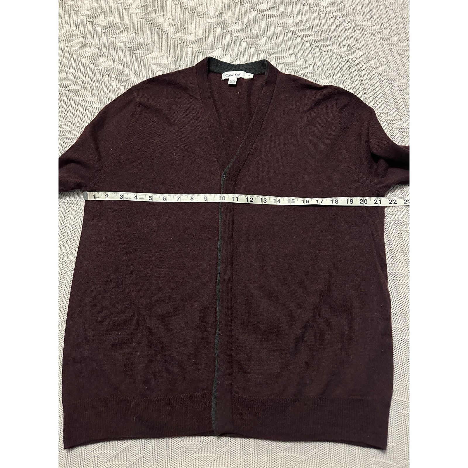 Calvin Klein Calvin Klein maroon varsity wool button down cardigan size L Size US L / EU 52-54 / 3 - 6 Thumbnail