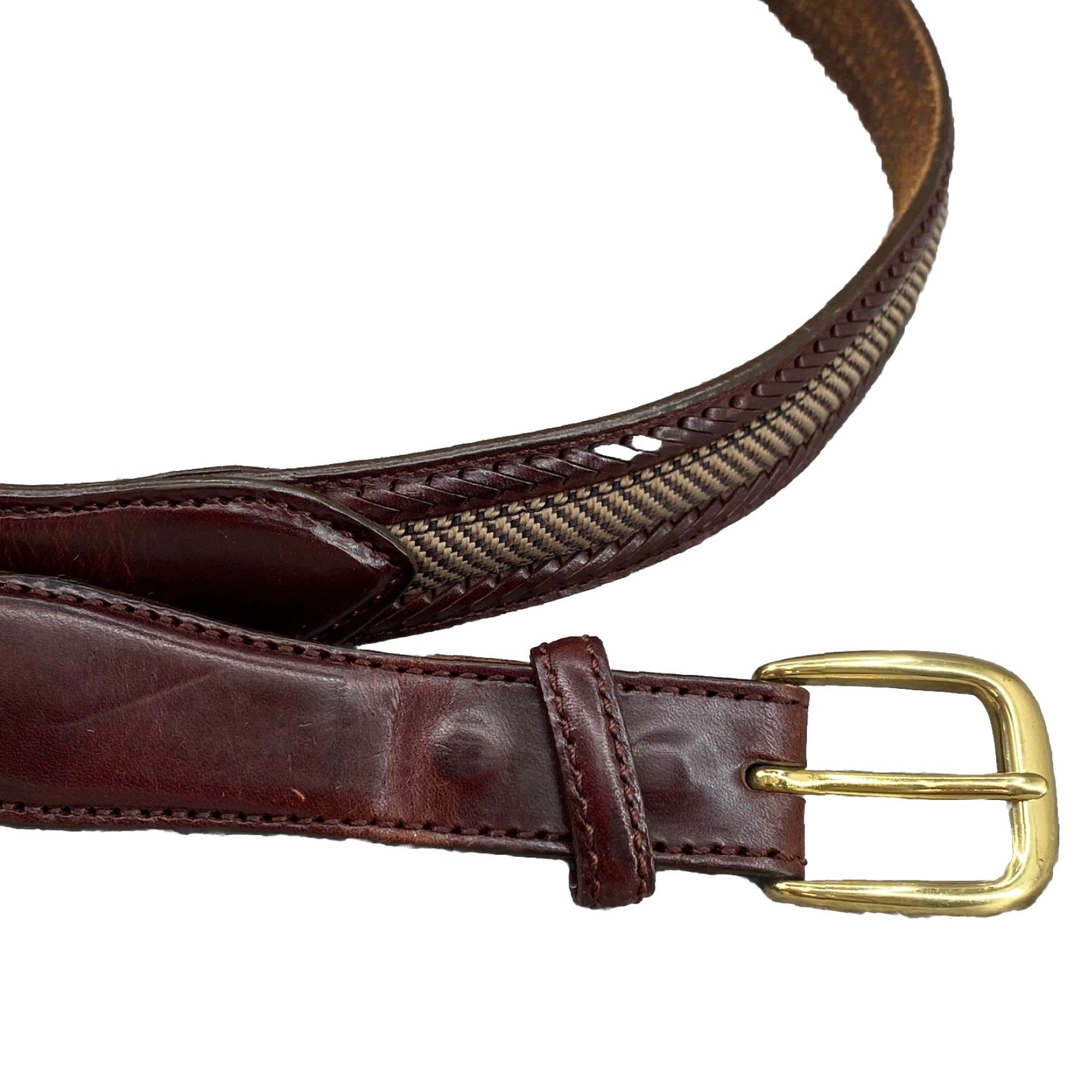 Brighton Brighton Leather Camden Canvas Belt Men Brown Size 42 Knit Brass Buckle Corpcore Belt Size ONE SIZE - 4 Thumbnail