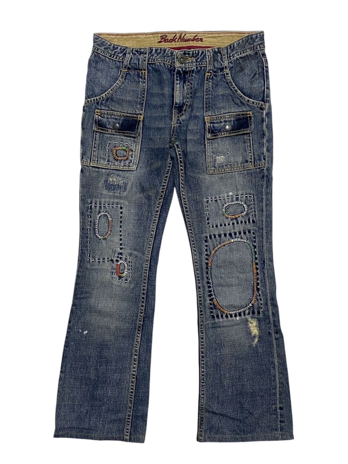 Hysteric Glamour Back Number Sashiko Patchwork Bush Flare Jeans Size US 30 / EU 46 - 1 Thumbnail