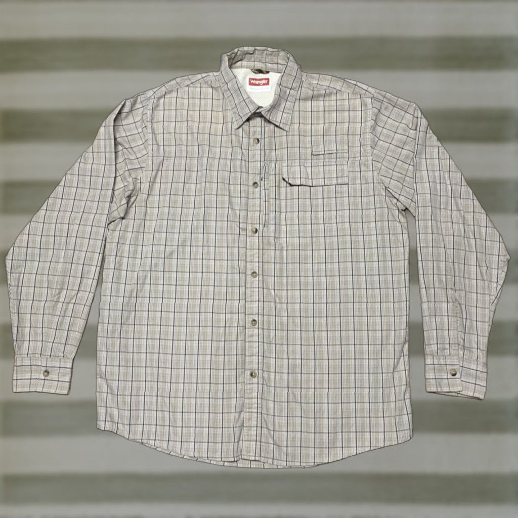 Wrangler Wrangler Mens Long Sleeve Shirt Tan Plaid Size Large Western Cowboy Button Down Size US L / EU 52-54 / 3 - 1 Thumbnail