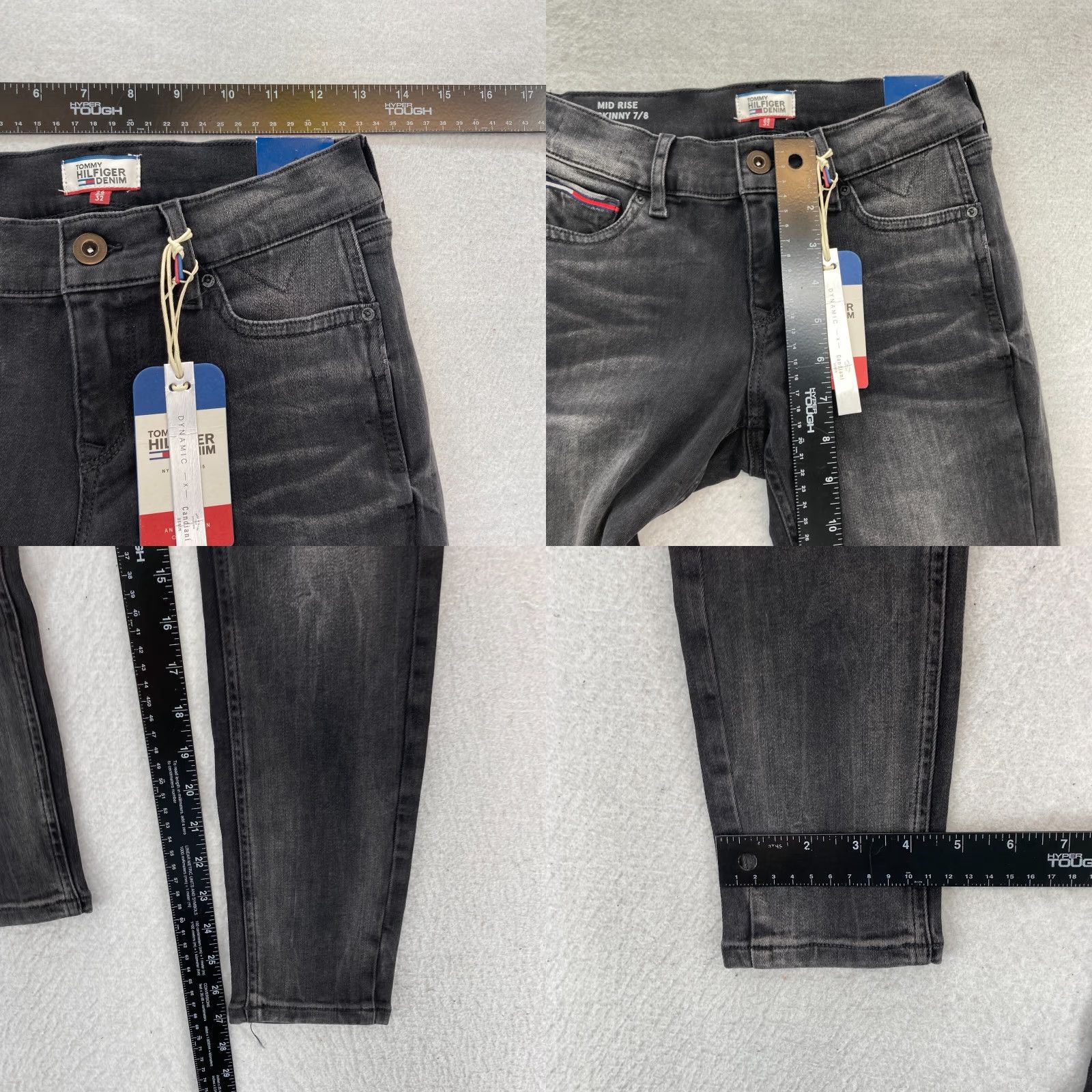 Tommy Hilfiger Tommy Hilfiger Jeans Women's 7/8 Nora Skinny Mid Rise Black Candiani Denim 26x27 Size 26" / US 2 / IT 38 - 8 Thumbnail