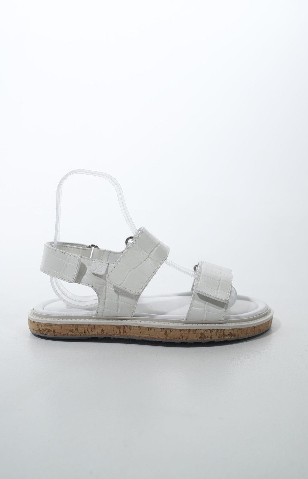 Louis Vuitton LOUIS VUITTON Sandals Textured Leather Shoes Cork Sole LV Size US 9 / EU 42 - 5 Thumbnail