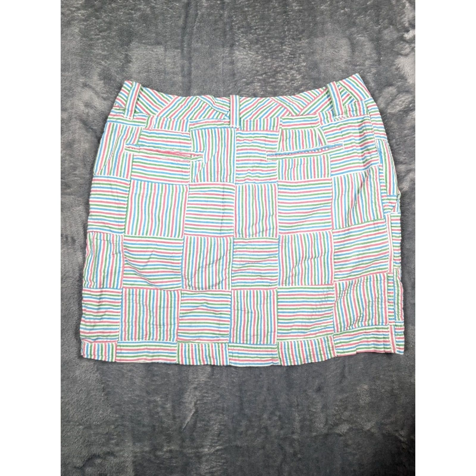 Pinko VINTAGE Cape Madras Skirt Womens 0 Pink Green Blue Striped Patchwork Mini Summer Preppy Size 25" / US 0 / IT 36 - 5 Thumbnail