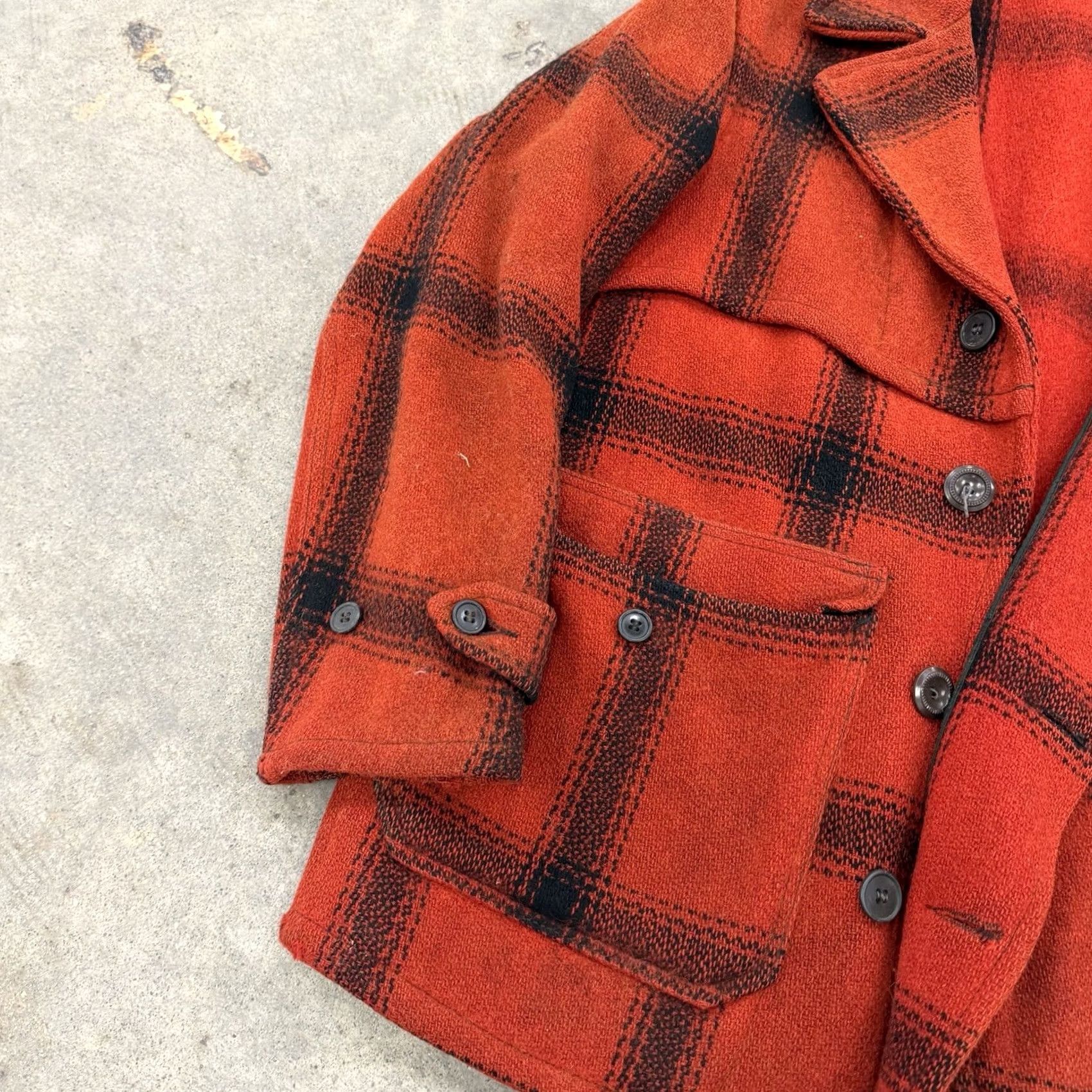Sears VINTAGE Sears Hercules Plaid Wool Jacket Pants Set SZ Large Red Black Plaid Overcoat Men Fall Winter Wool Vintage 40s Size US 33 - 7 Thumbnail