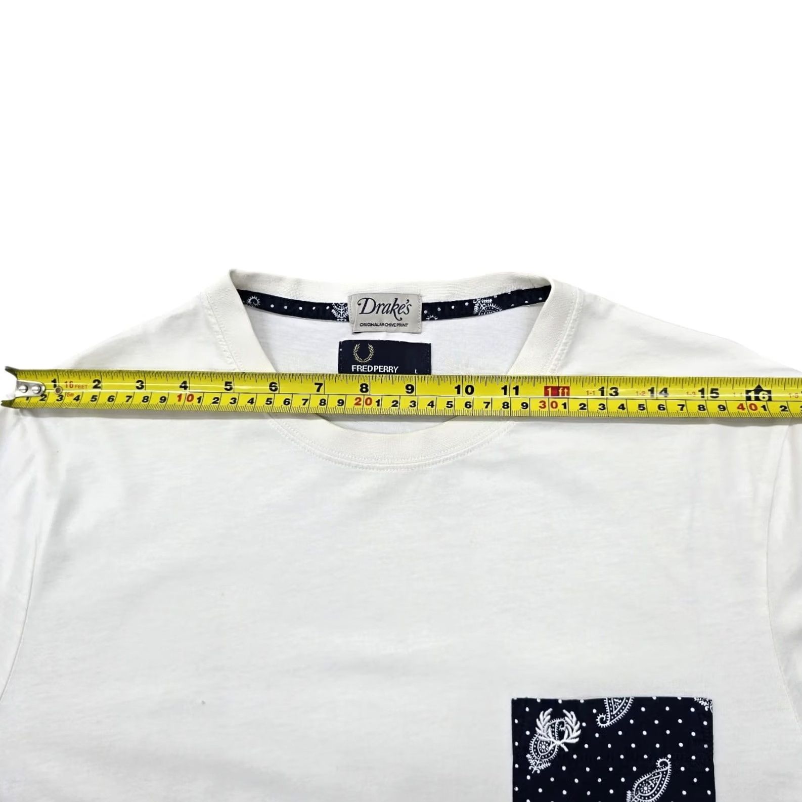 Fred Perry Fred Perry x Drake's Men’s White Paisley T-Shirt L Regular Cotton Size US L / EU 52-54 / 3 - 4 Thumbnail