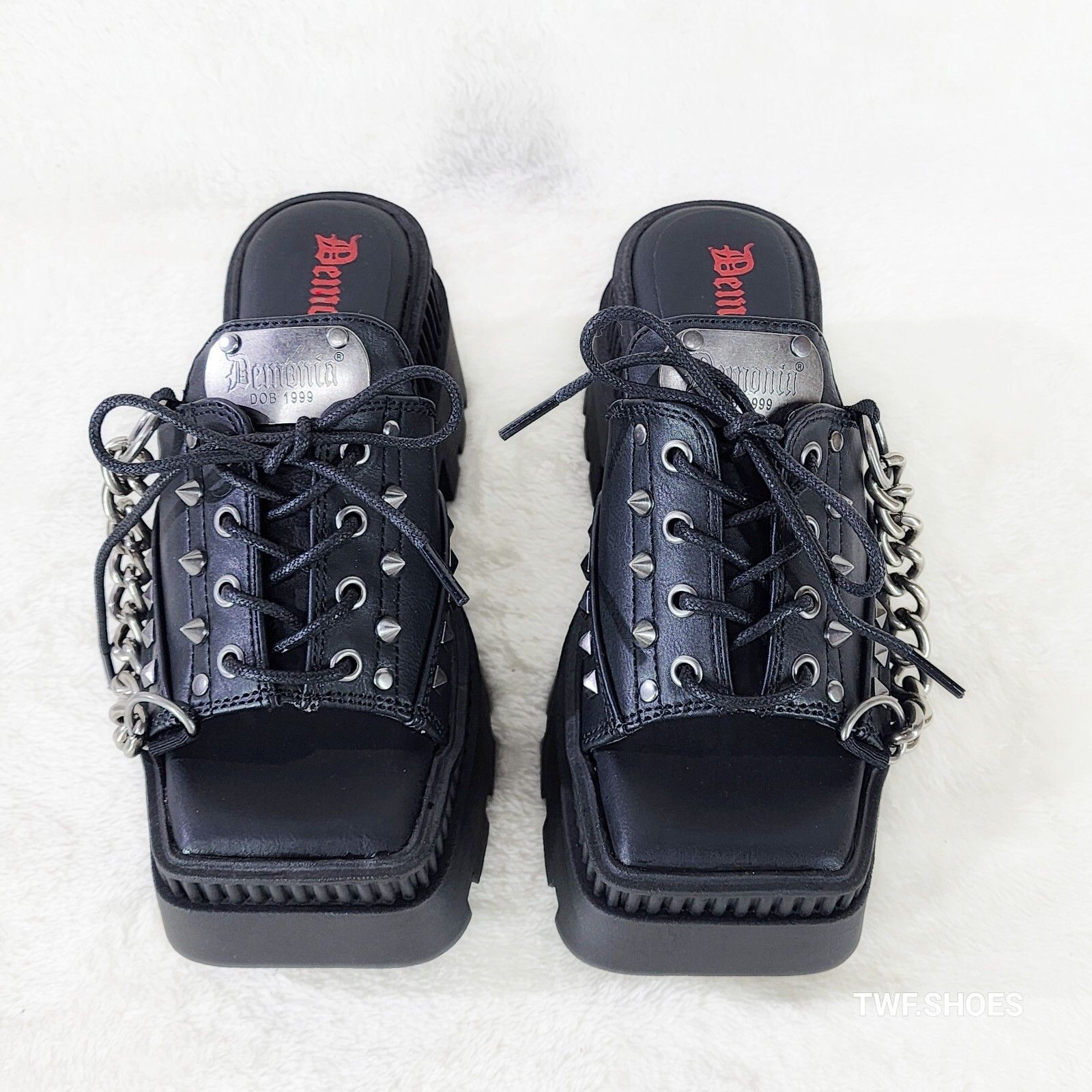 Other Wicked Wrath 58 Square Toe Goth Lace Up Big Buckle Strap Ank Size US 9 / IT 39 - 9 Thumbnail