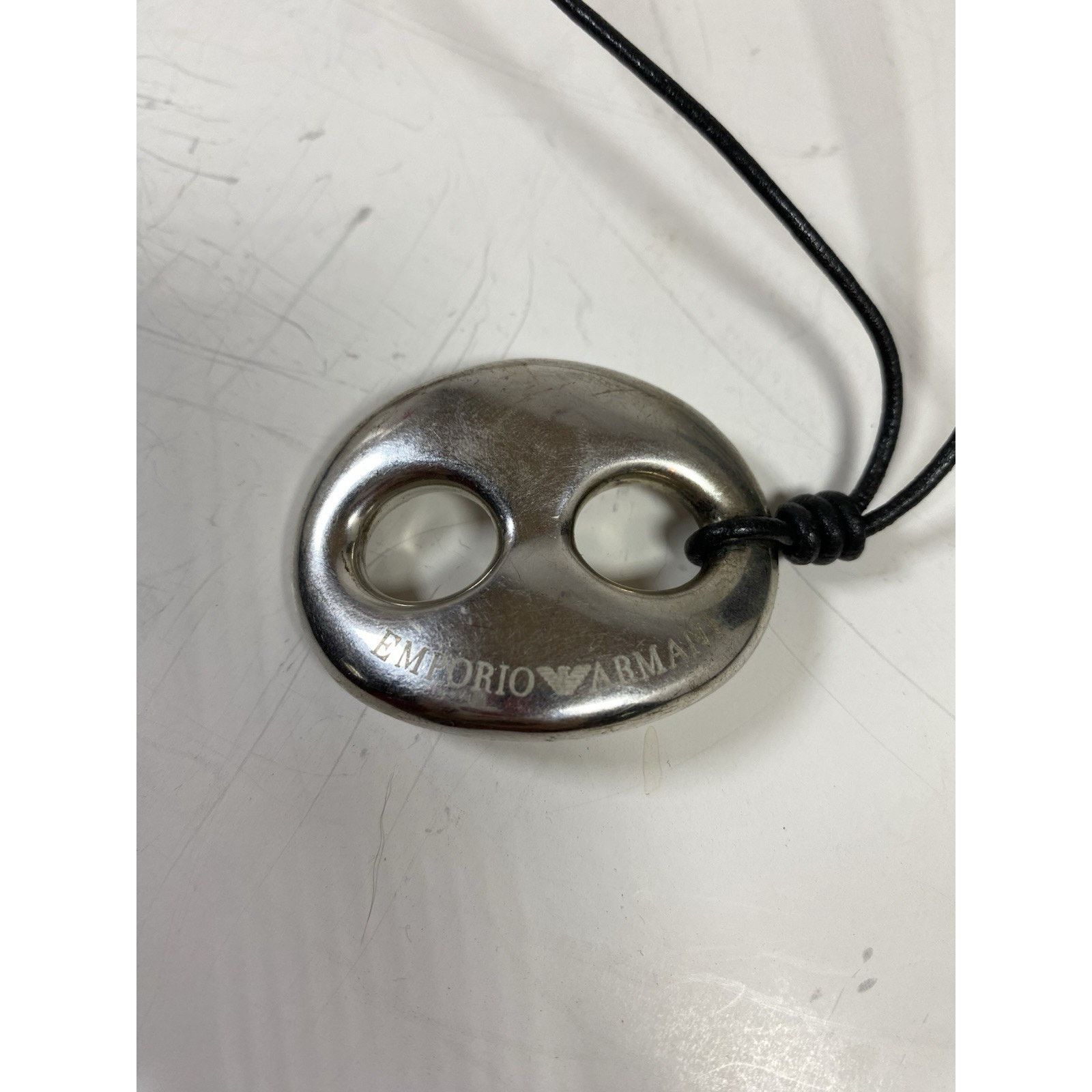 Emporio Armani Emporio Armani Pendant Necklace on a Black Cord Size ONE SIZE - 4 Thumbnail