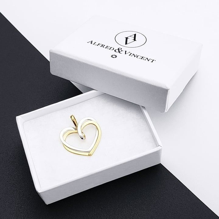 Other Double Heart Love Charm Real 14k Yellow White Gold Pendant Size ONE SIZE - 1 Thumbnail