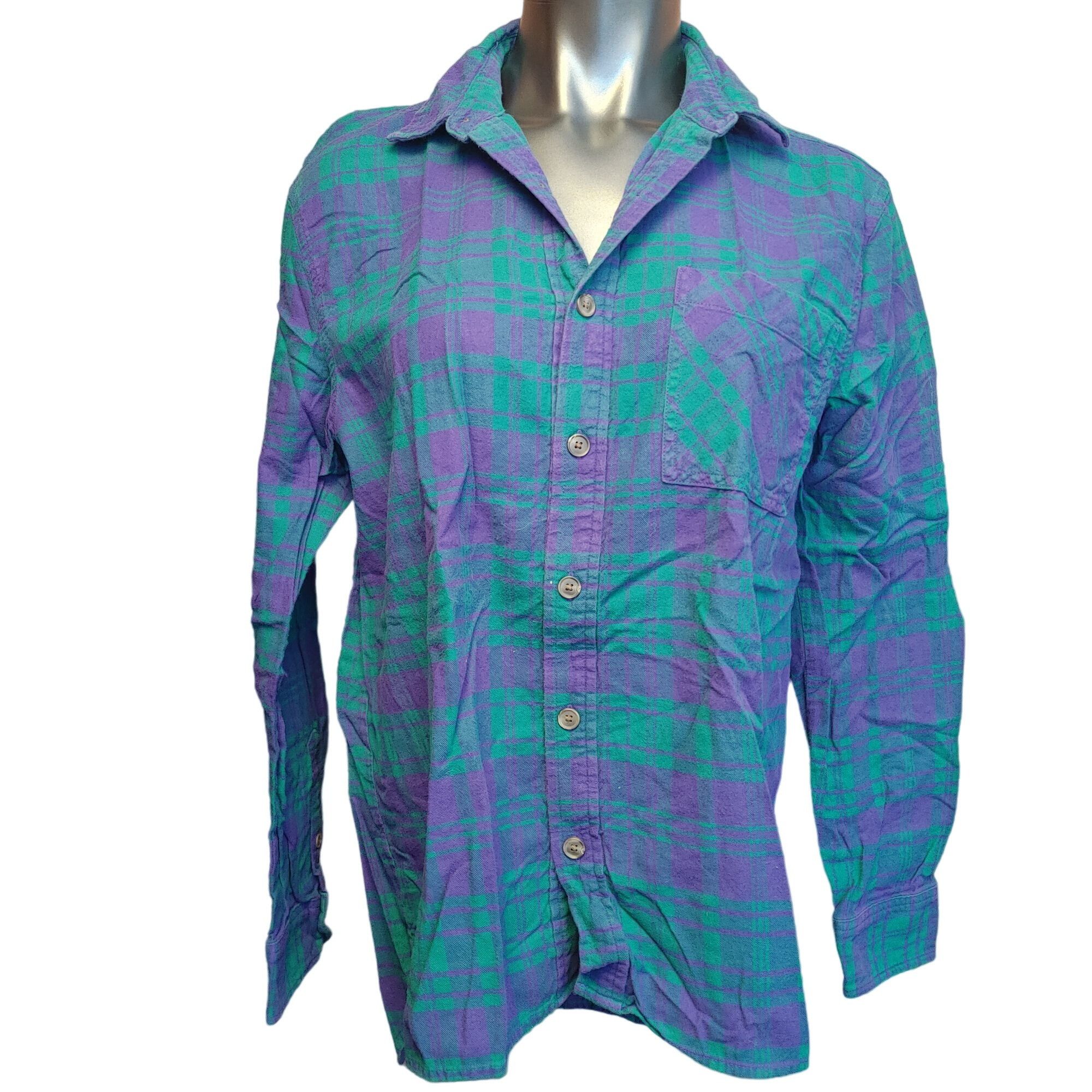 Other Original Use Women's Green/Purple Plaid Long Sleeve Button U Size M / US 6-8 / IT 42-44 - 1 Thumbnail