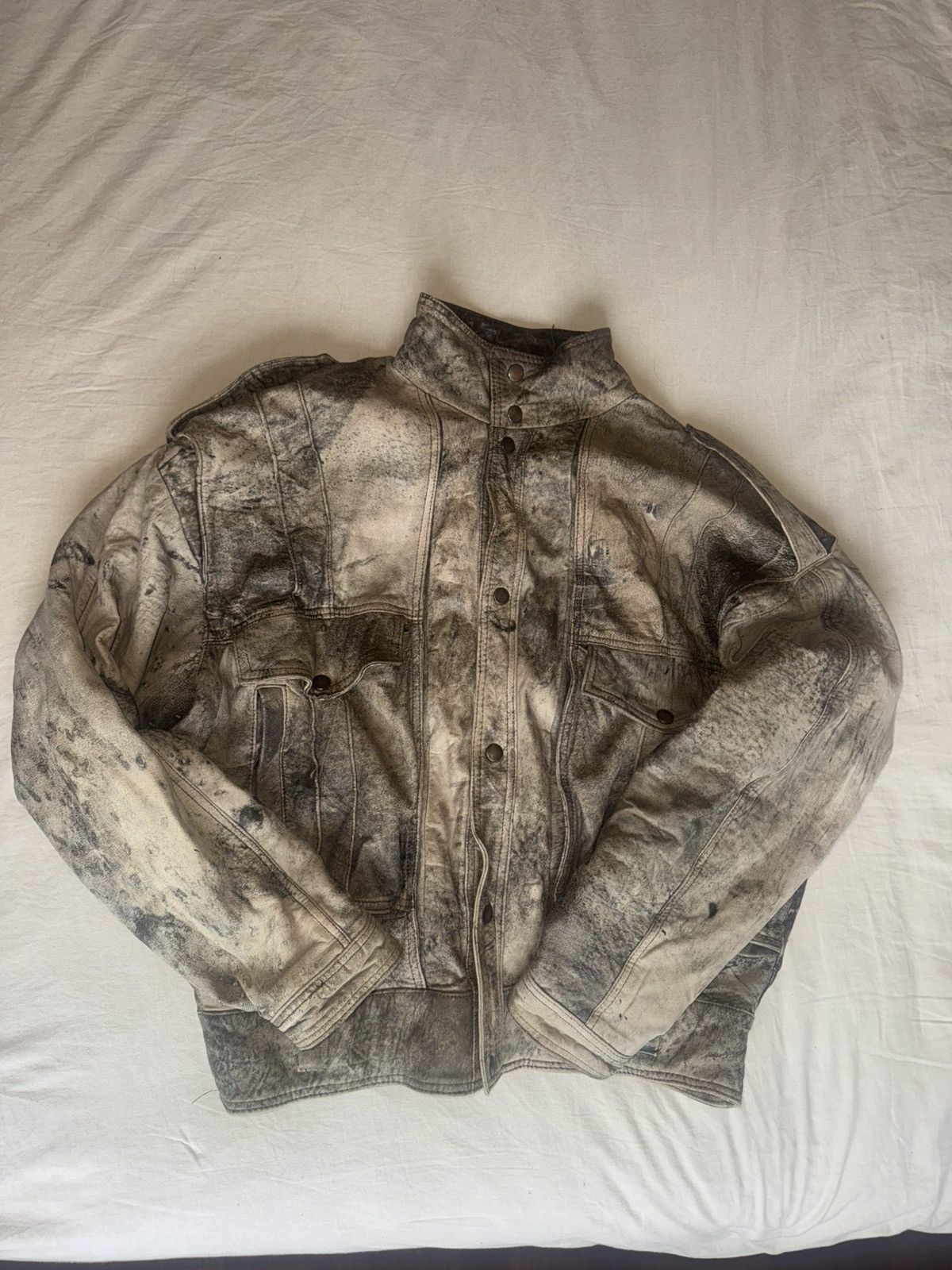 Vintage Oversized khakim military leather bomber jacket size M-L Size US L / EU 52-54 / 3 - 3 Thumbnail