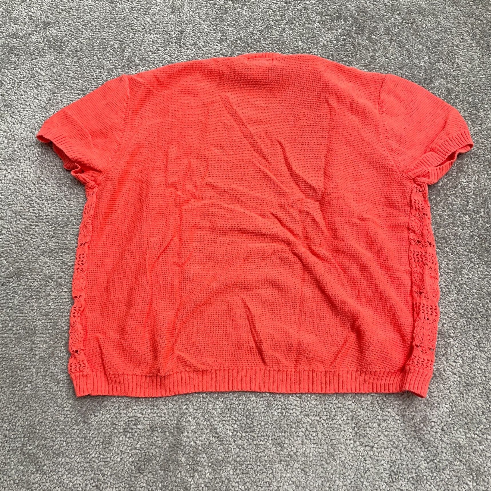 Mossimo Mossimo Open Cardigan Sweater Juniors S Orange Knit Short Sleeve Stretch Cotton Size S / US 4 / IT 40 - 2 Thumbnail
