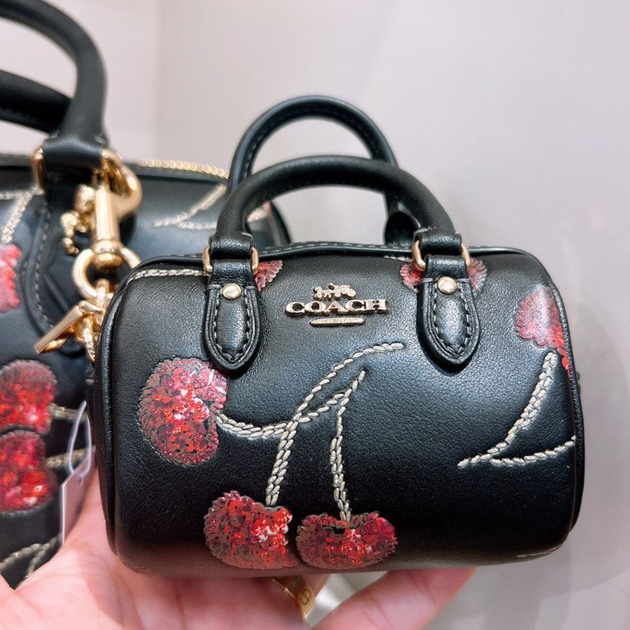 Coach Mini Rowan Bag Charm With Cherry Print CDB17 Size ONE SIZE - 1 Thumbnail
