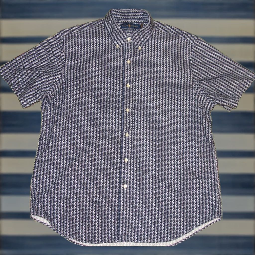 Ralph Lauren Polo RALPH LAUREN Blue Short Sleeve P Wing Button Down Shirt Large Mens XS-Size? Size US L / EU 52-54 / 3 - 1 Thumbnail