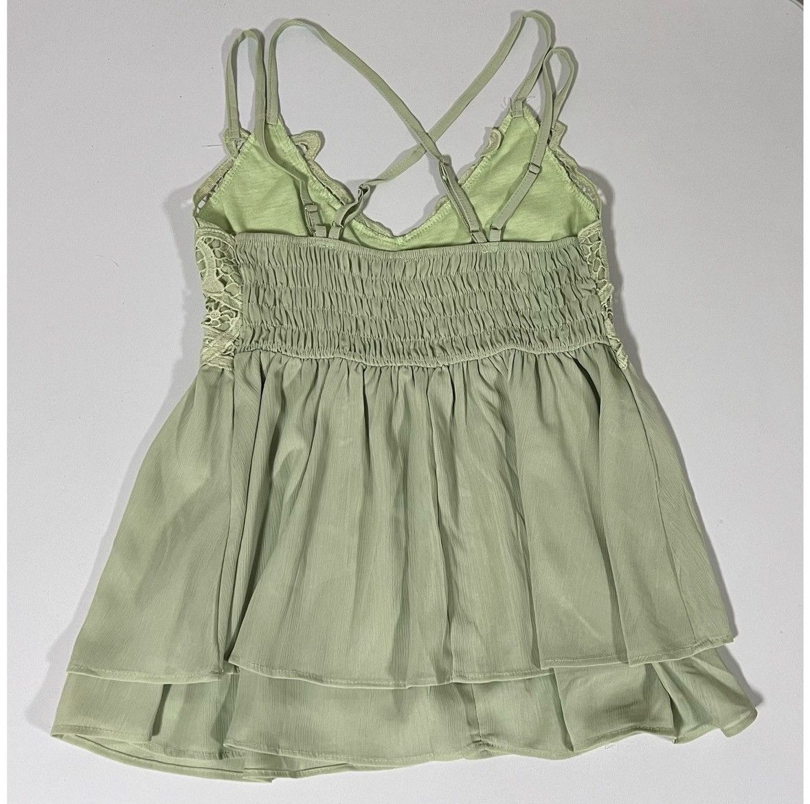 Japanese Brand Mint Green Floral Babydoll Tank Top Shirt Blouse Size M 🧚🏻✨ Size M / US 6-8 / IT 42-44 - 4 Thumbnail