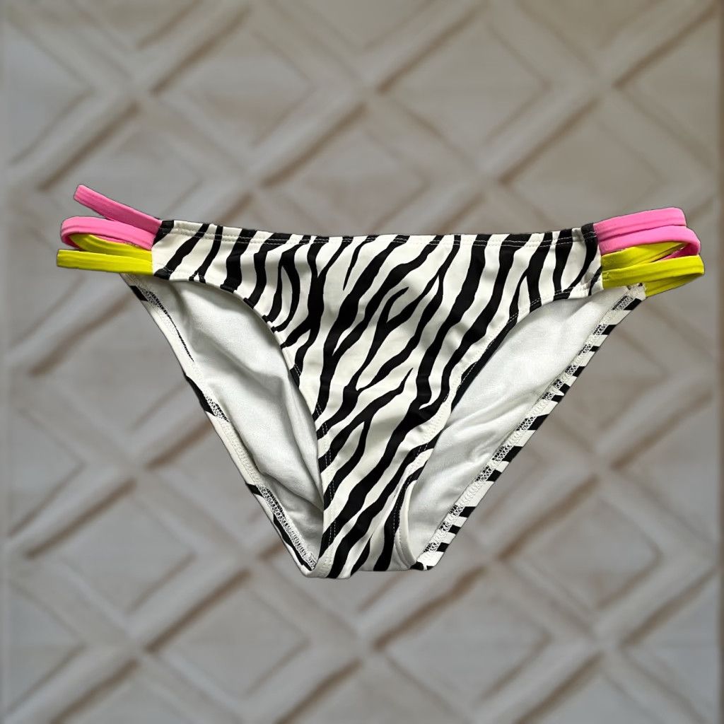 Guess GUESS USA Swimwear Bikini Bottom Women Large Multicolor Zebra Side Strap Beach Size 36" / US 14 / IT 50 - 1 Thumbnail
