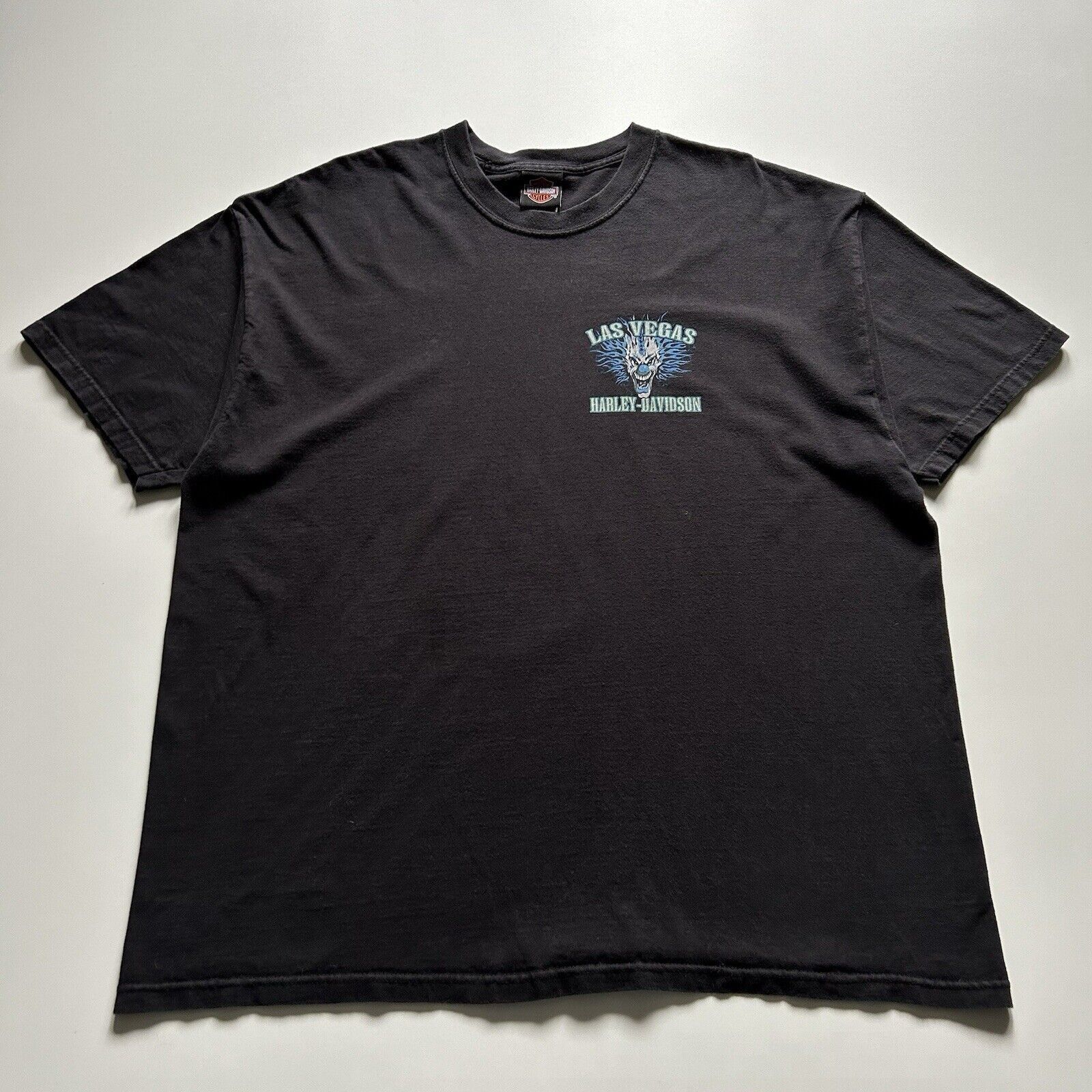 Harley Davidson × Vintage Vintage Y2K Harley Davidson T Shirt 2XL Clown Las Vegas Art Size US XXL / EU 58 / 5 - 1 Thumbnail