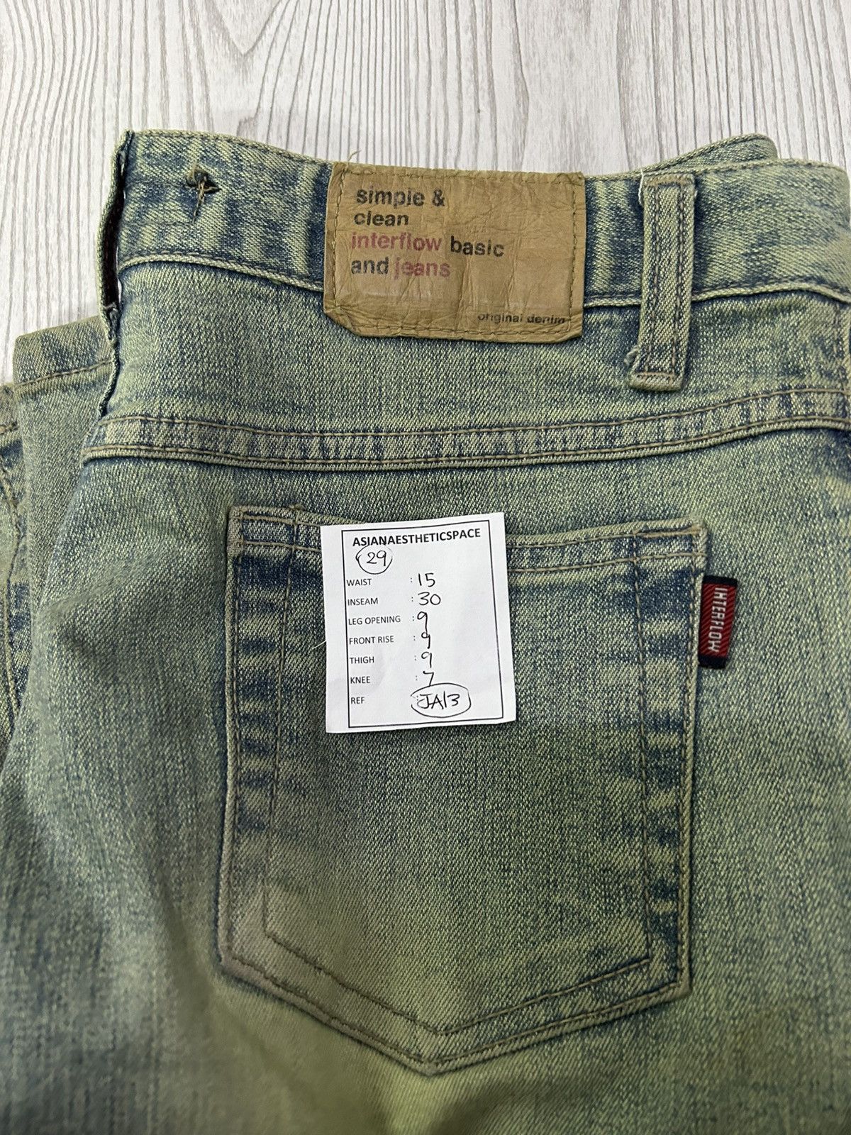 GOSTAR DE FUGA × Japanese Brand Interlow Unisex Jean Flare Mud Light Art Butterfly Paint Size US 29 - 19 Thumbnail