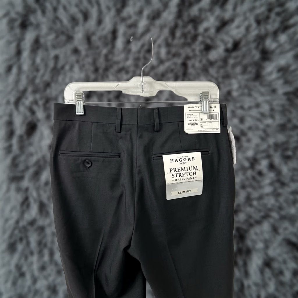 Haggar Haggar Premium Stretch Dress Pants Mens 30x32 Gray YKK Trousers NWT Slim Fit Size US 30 / EU 46 - 1 Thumbnail