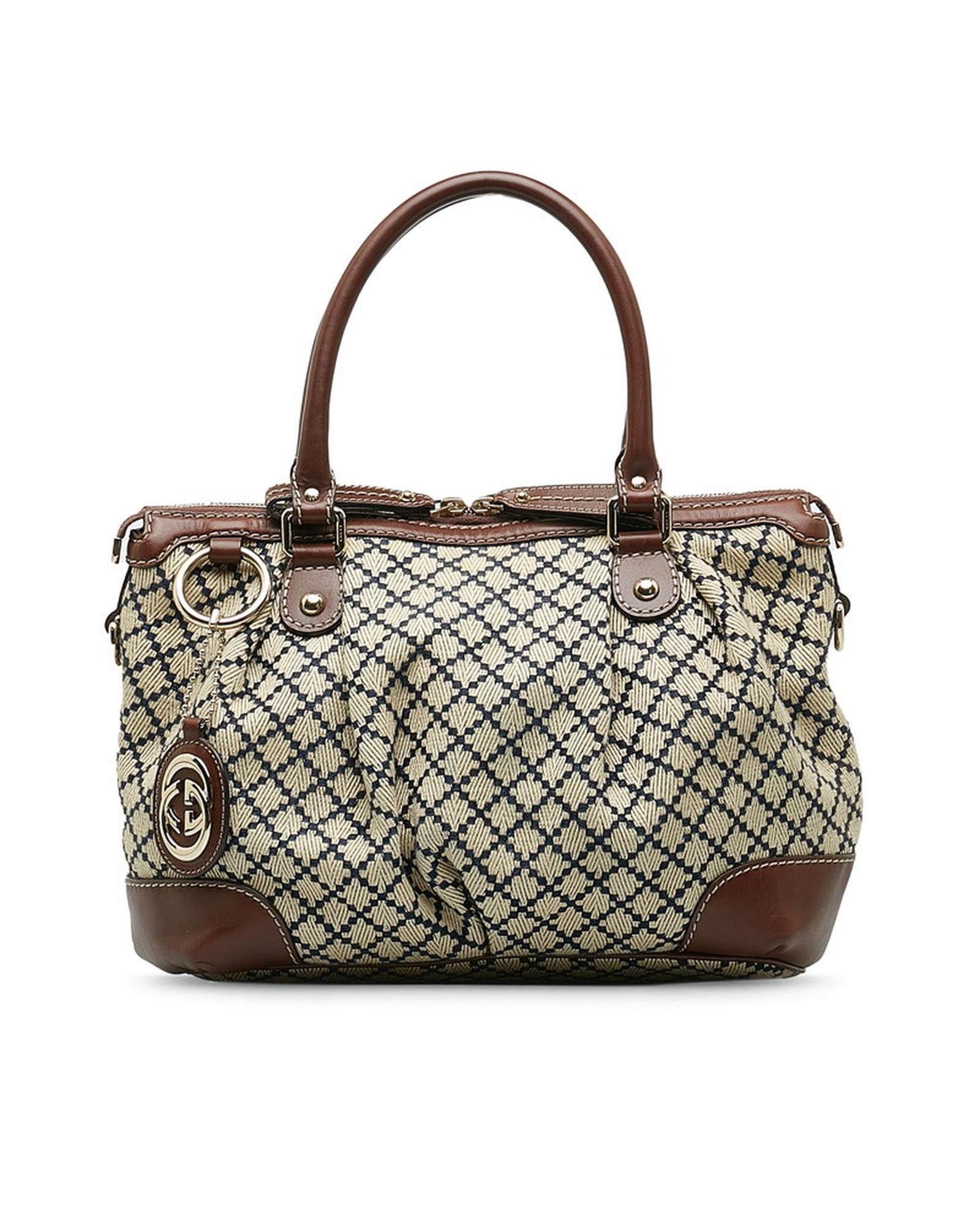 image of Gucci Diamante Canvas Handbag In Brown, Women's