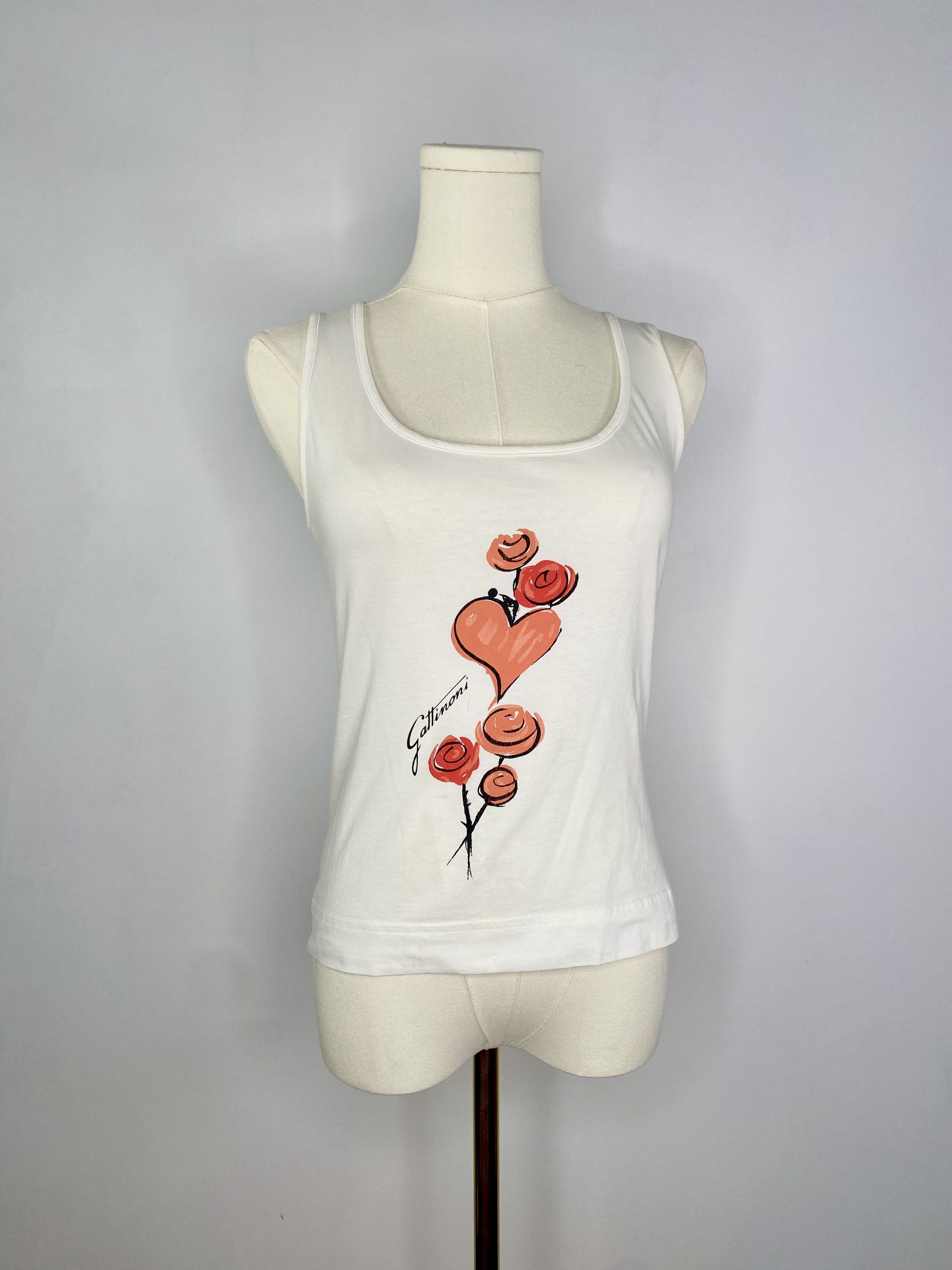 Vintage Gattinoni Jeans - White rose t-shirt Size ONE SIZE - 1 Thumbnail