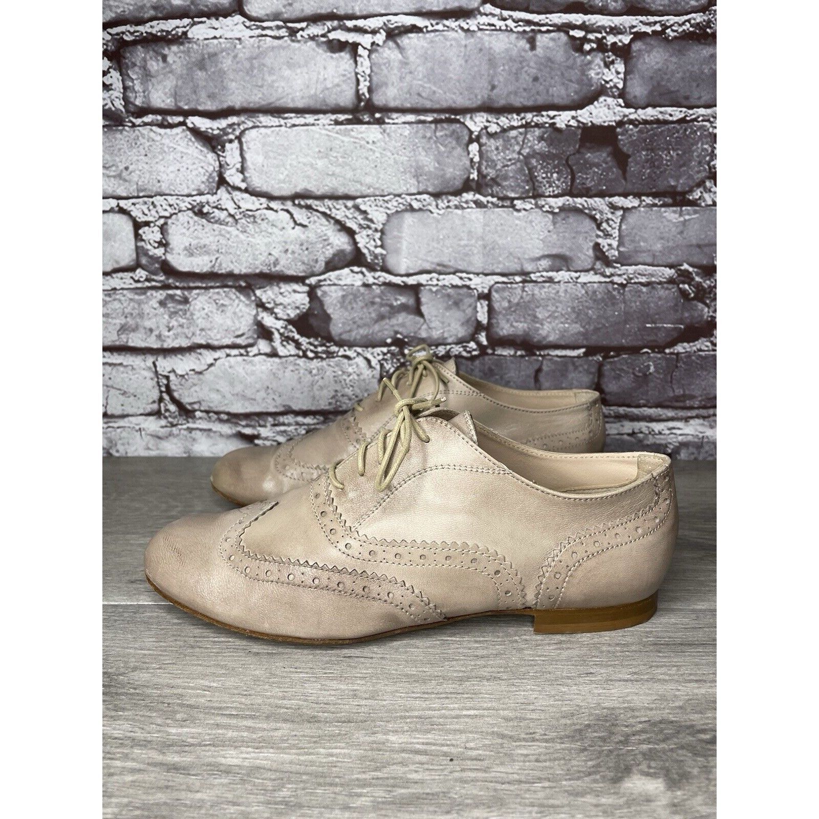 Other Garnet Hill Taupe Nude Felisa Soft Oxfords Wing Tip Shoes Wo Size US 7 / IT 37 - 11 Thumbnail