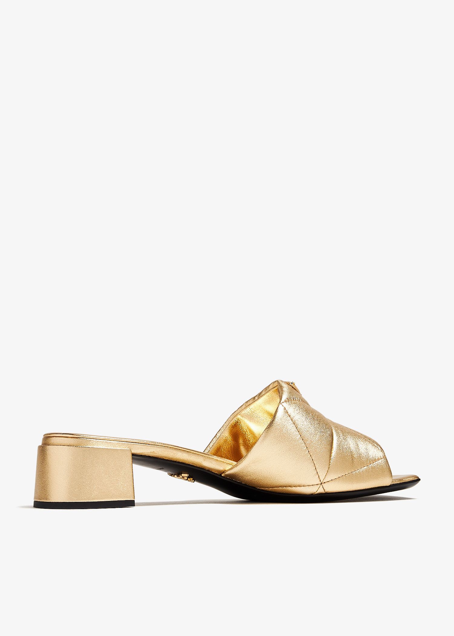 Prada oc11z0625 Quilted Nappa Slides Sandals in Gold Size US 7 / IT 37 - 3 Thumbnail