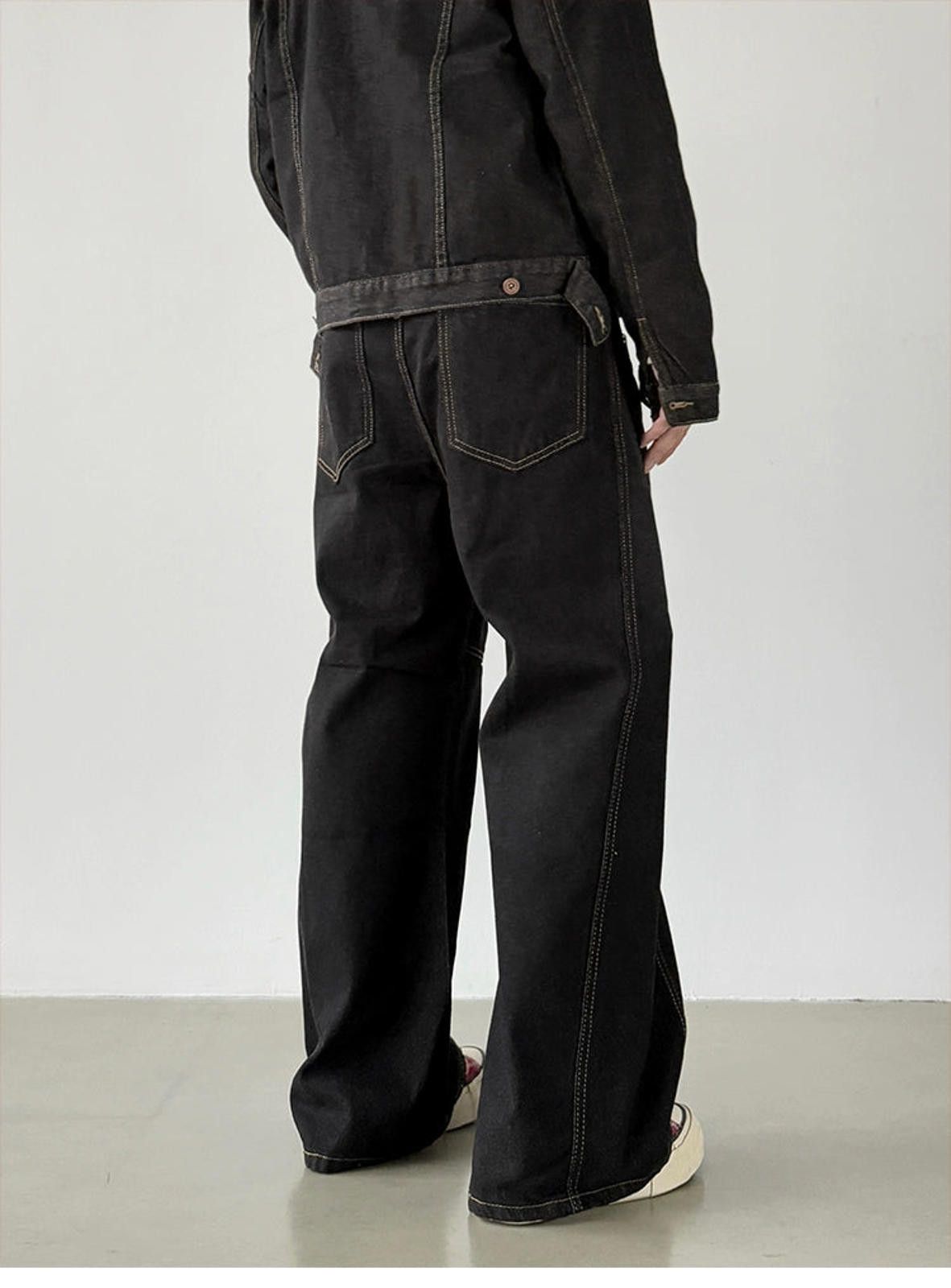 Japanese Brand Black Wide Leg Denim Jeans, Button-Front Detail Jeans Size US 32 / EU 48 - 7 Thumbnail
