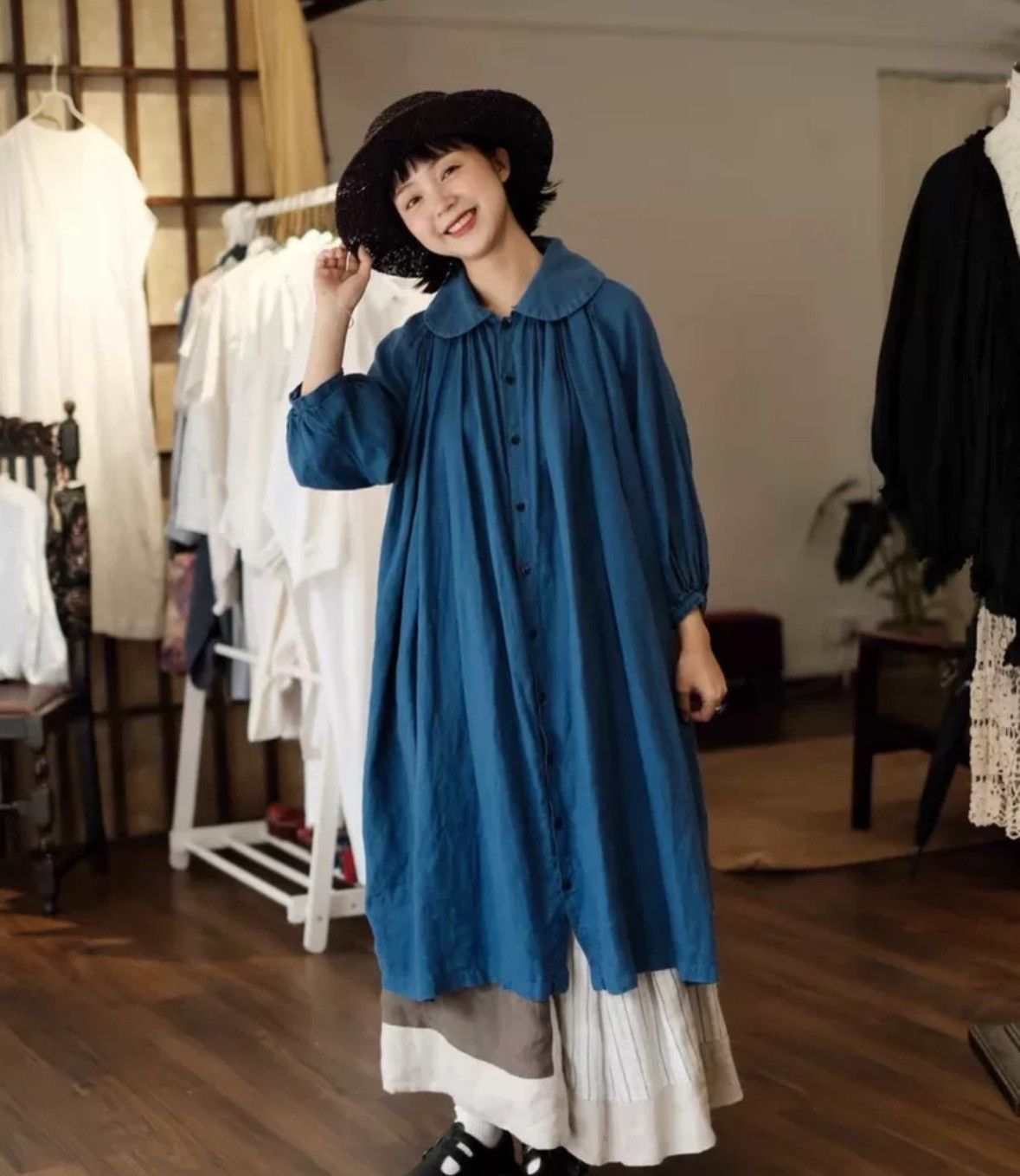 Kapital Kapital Hirata Kazuhiro Blue Stained Loose Fleece Dress Size XS / US 0-2 / IT 36-38 - 8 Thumbnail