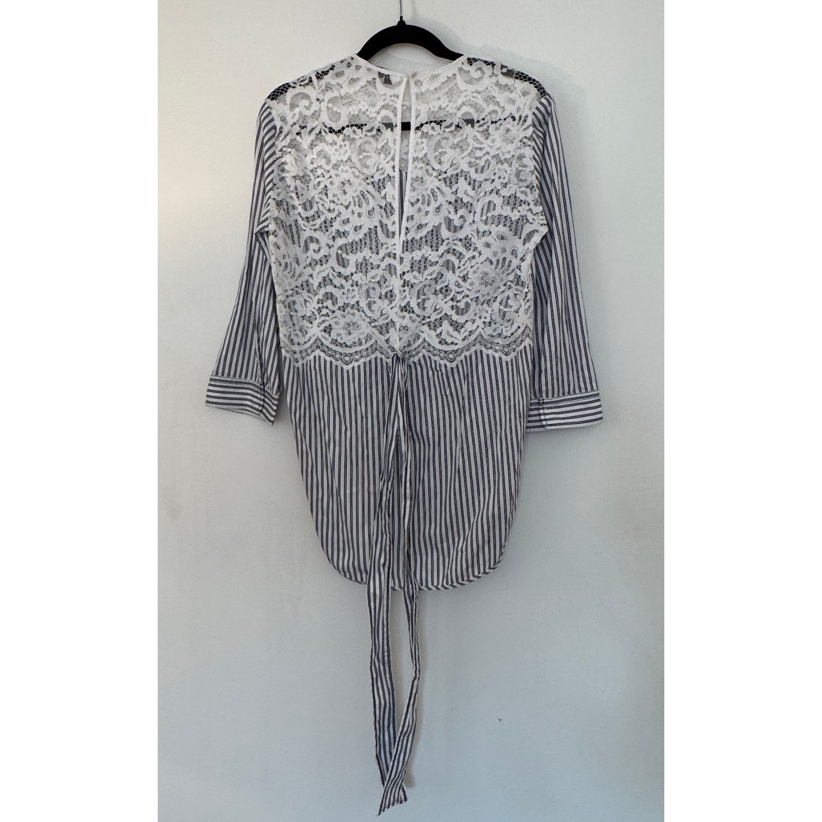 Sandro SANDRO Blue and White Striped "Blanc" Tunic/Blouse Size S / US 4 / IT 40 - 2 Thumbnail