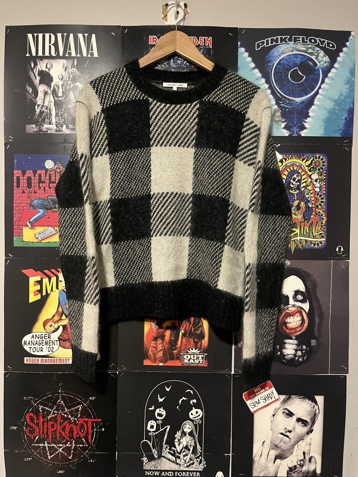 Helmut Lang Y2K 2000’s Helmut Lang Wool / mohair checkered Sweater Size S / US 4 / IT 40 - 1 Thumbnail