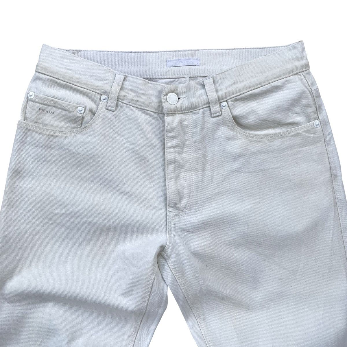Prada Prada Milano Easy Fit Offwhite Designer Denim Size US 31 - 3 Thumbnail