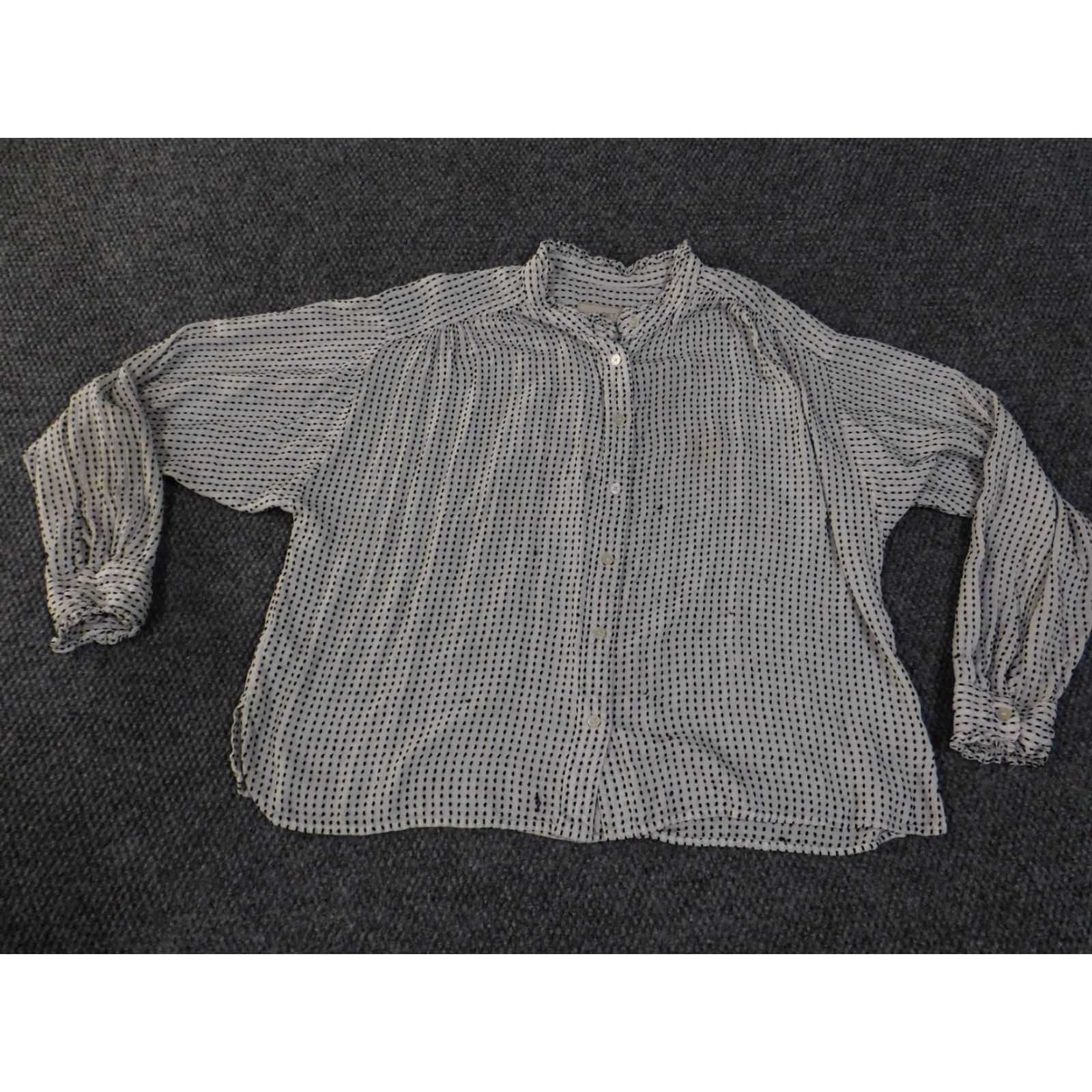Ann Taylor LOFT Blouse Womens L White Black Polka Dot Lightweight Casual Shirt Girls Mens Size L / US 10 / IT 46 - 2 Thumbnail
