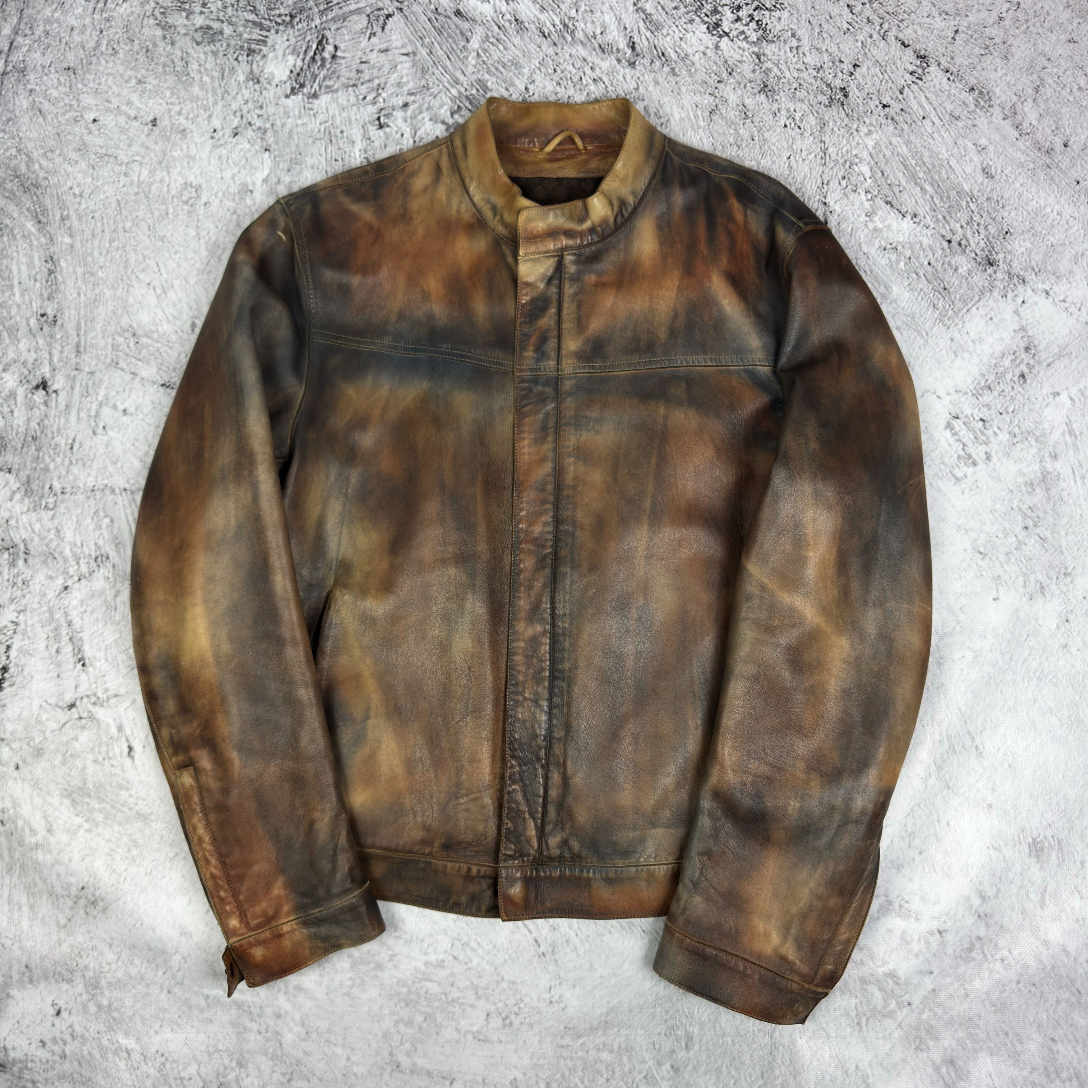 Mulberry Mulberry Men's Distressed Leather Full Zip Biker Jacket 40 Size US M / EU 48-50 / 2 - 3 Thumbnail