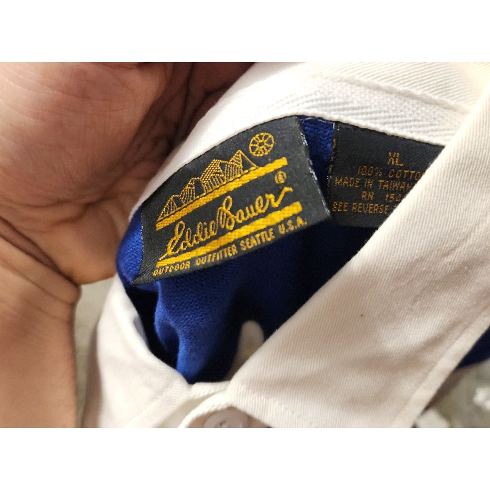 Eddie Bauer VINTAGE Eddie Bauer Striped Rugby Shirt Blue White 80s 90s Men XL Long Sleeve Polo Collar Rugby Shirt Mens Blue 80s Vert? Size US XL / EU 56 / 4 - 2 Thumbnail
