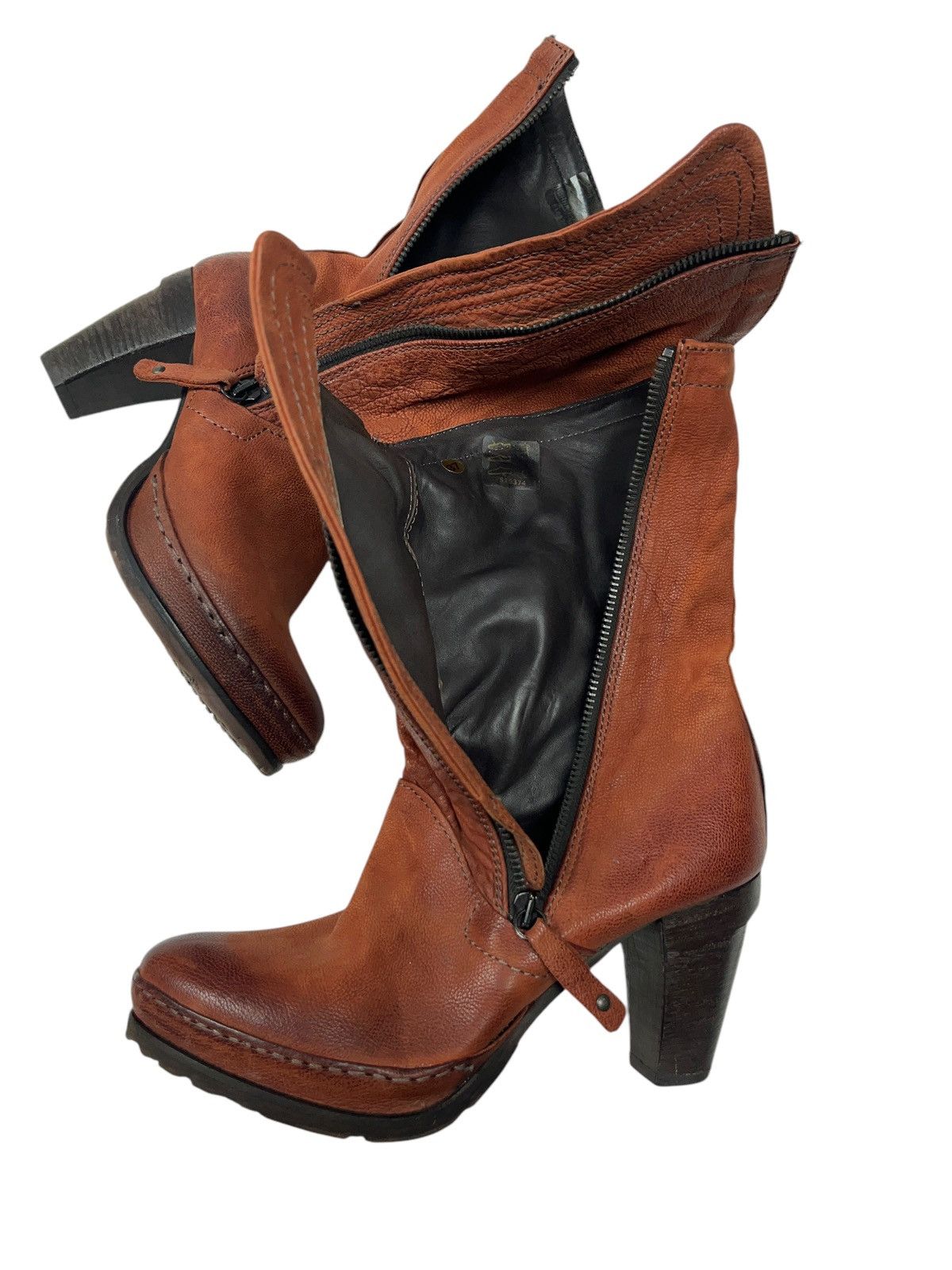 A.S.98 × Vintage A.S. 98 Airstep Leather Avant Garde Boots Ankle Zip Heels Size US 7 / IT 37 - 7 Thumbnail