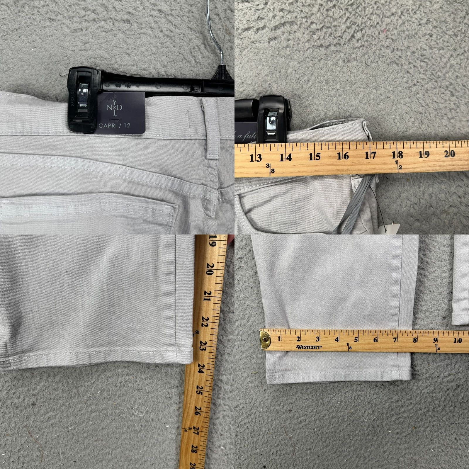 NYDJ VINTAGE? No. NYDJ Karen Jeans Capri Womens 12 Light Gray Cropped Stretch Slimming Fit NEW Size 34" / US 12 / IT 48 - 8 Thumbnail