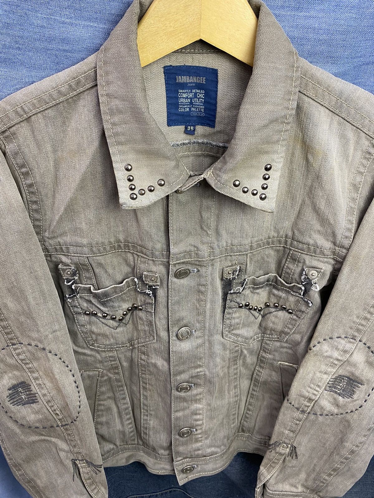 denim studdet patchwork jacket jambangee japan ifsx