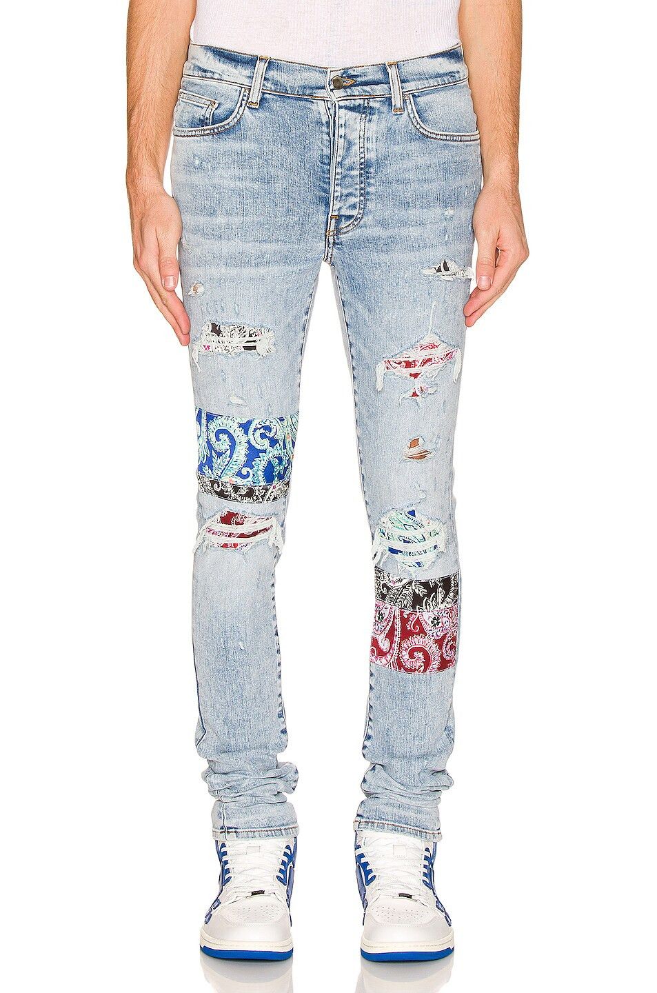 Amiri o1gr1nt0924 Pajama Art Patch Jeans in Light Blue Size US 33 - 3 Thumbnail