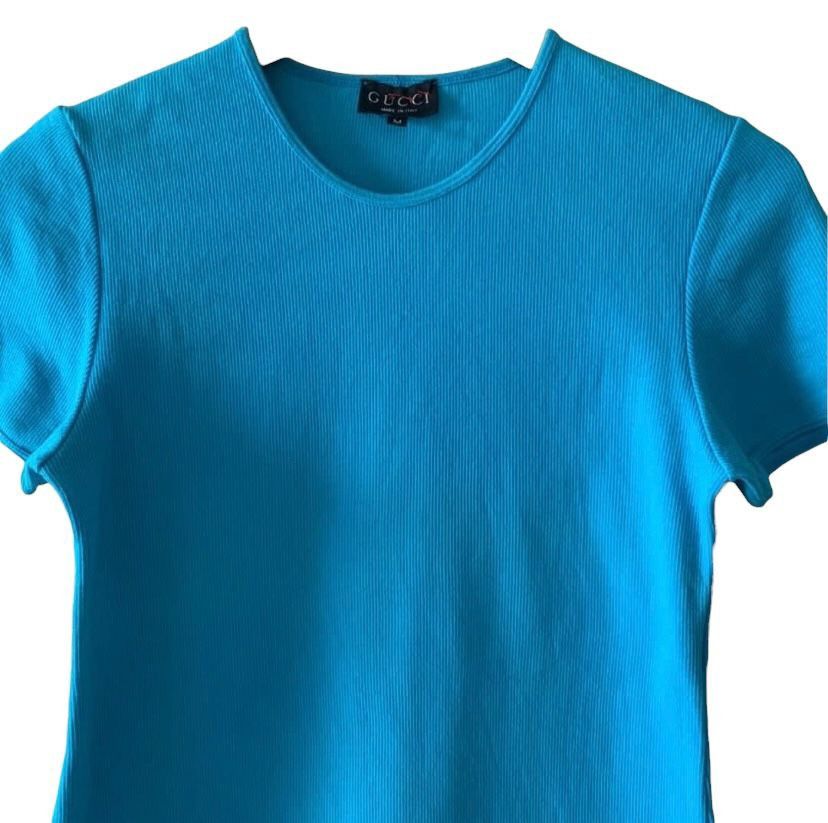 Gucci 1996 Spring Summer Gucci Ribbed elastane side logo t-shirt Size M / US 6-8 / IT 42-44 - 5 Thumbnail