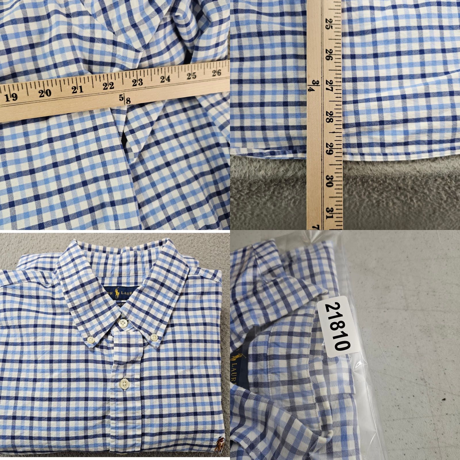 Ralph Lauren Ralph Lauren Shirt Mens Large Classic Fit Blue White Check Cotton Twill Pony Button-Up Navy/Blue Classic Preppy Size US L / EU 52-54 / 3 - 8 Thumbnail