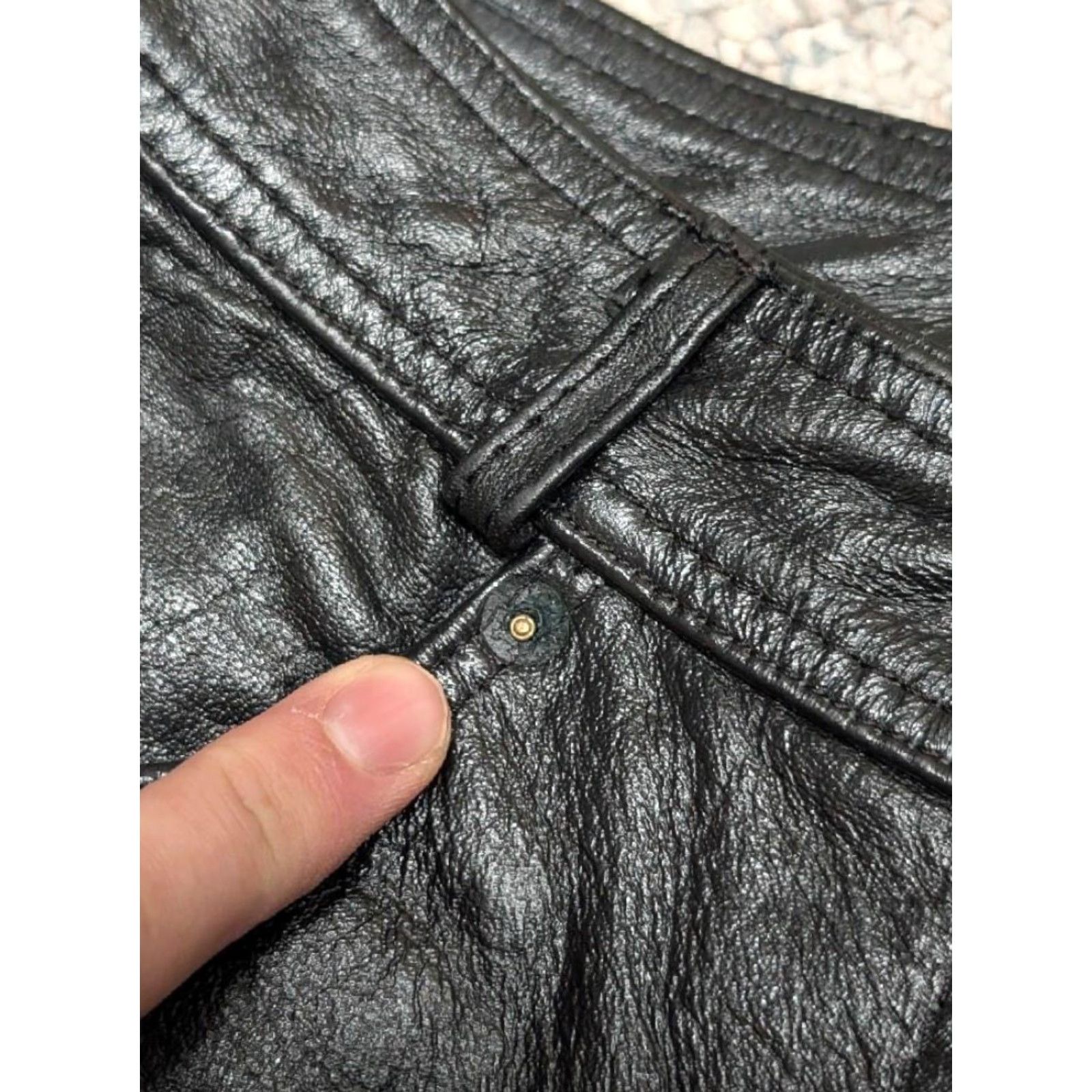 Vintage VINTAGE Jamin Leather Motorcycle Pants 28x32 Black Cowhide Leather Jeans Mens Jeans 90s Size US 28 / EU 44 - 3 Thumbnail