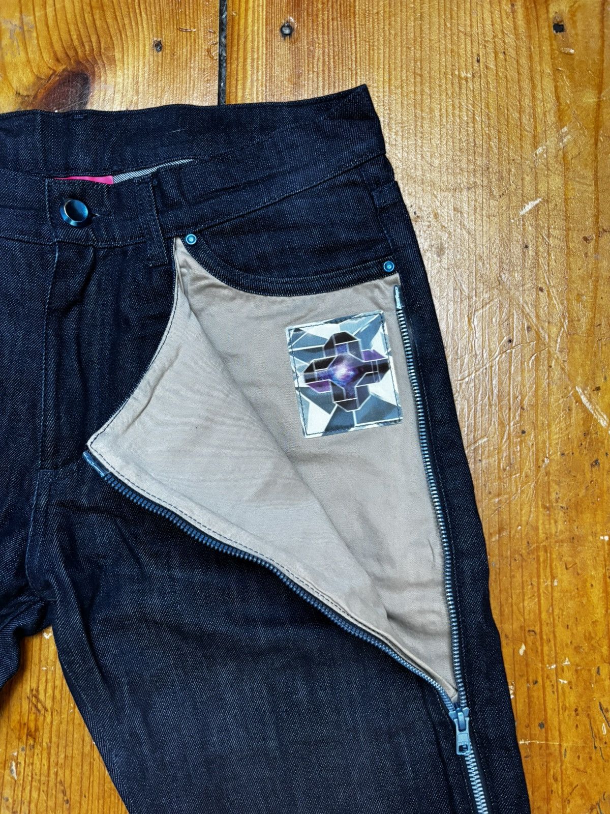 Drain Gang × Sad Boys House of OD zipper strap indigo denim jeans bladee drain Size US 32 / EU 48 - 5 Thumbnail