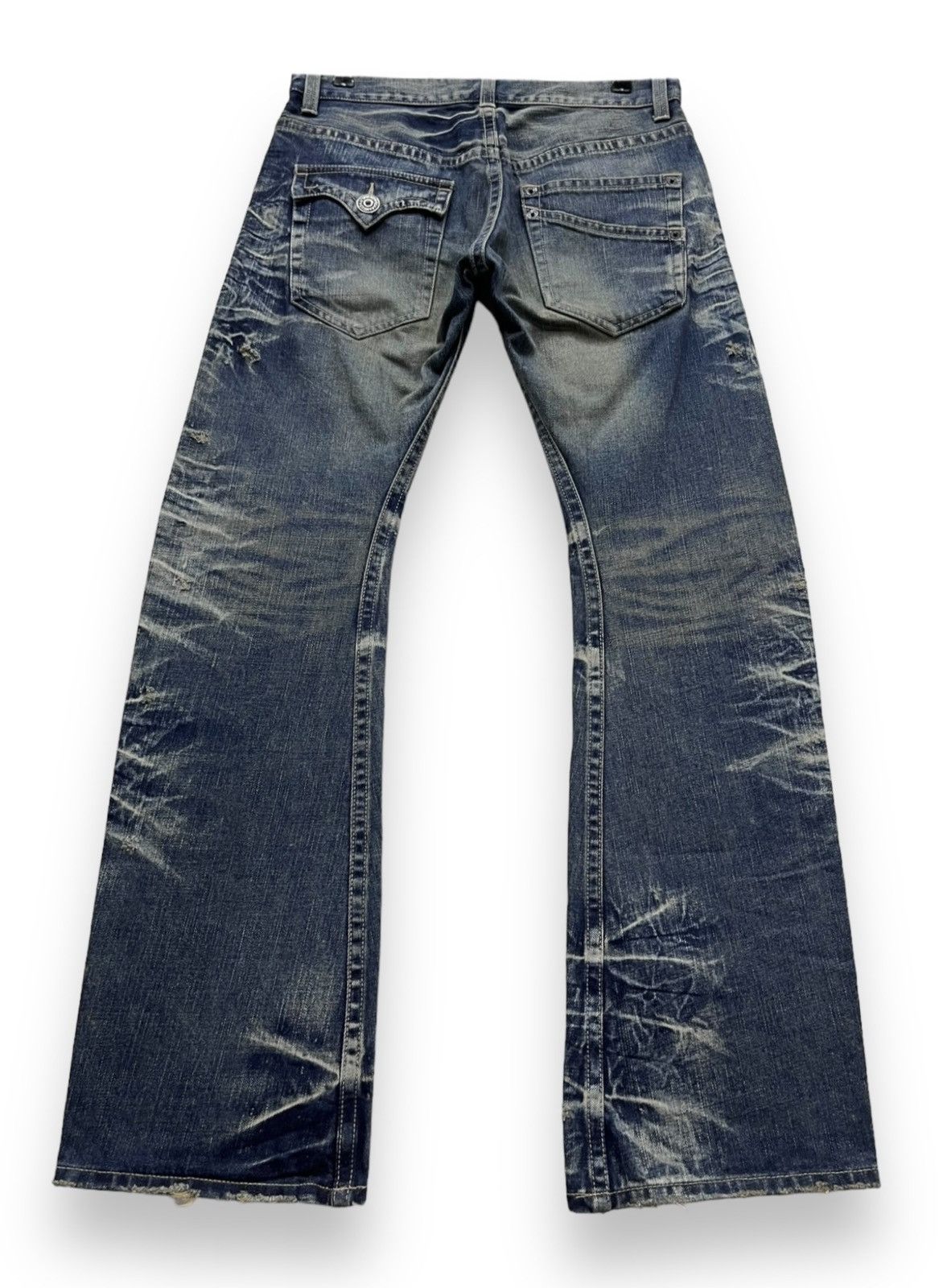 BIGI 🔥Vtg RATTLE TRAP Acid Mud Wash Distressed Punk Flare Denim Size US 31 - 5 Thumbnail