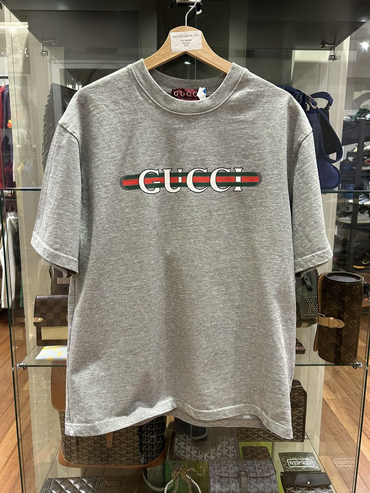 Gucci Gucci Web Logo Tee - Grey Size US M / EU 48-50 / 2 - 1 Thumbnail
