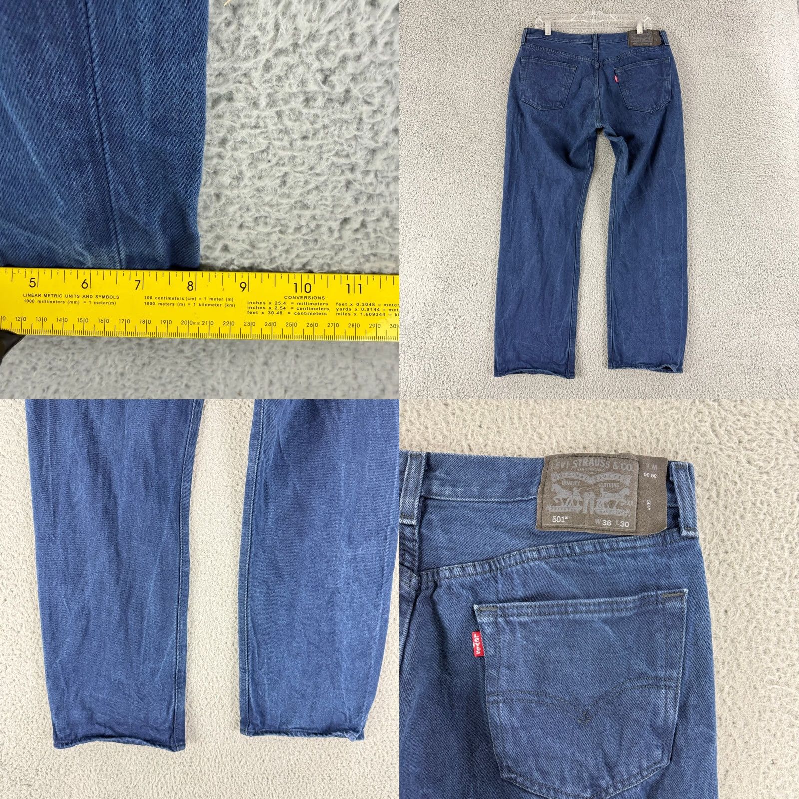 Levi's VINTAGE Levis 501 Original Fit Jeans Mens 36x30 Blue Straight Leg Button Fly Denim Size US 36 / EU 52 - 8 Thumbnail